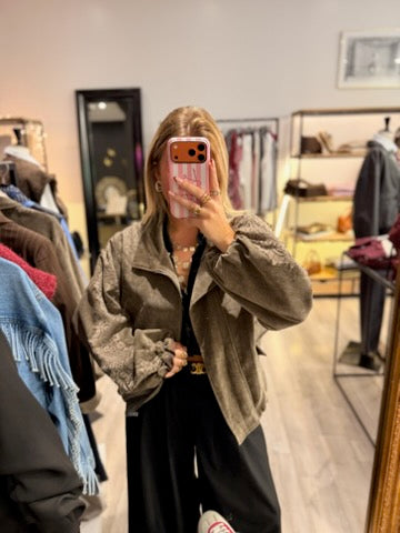 Veste en suédine grise