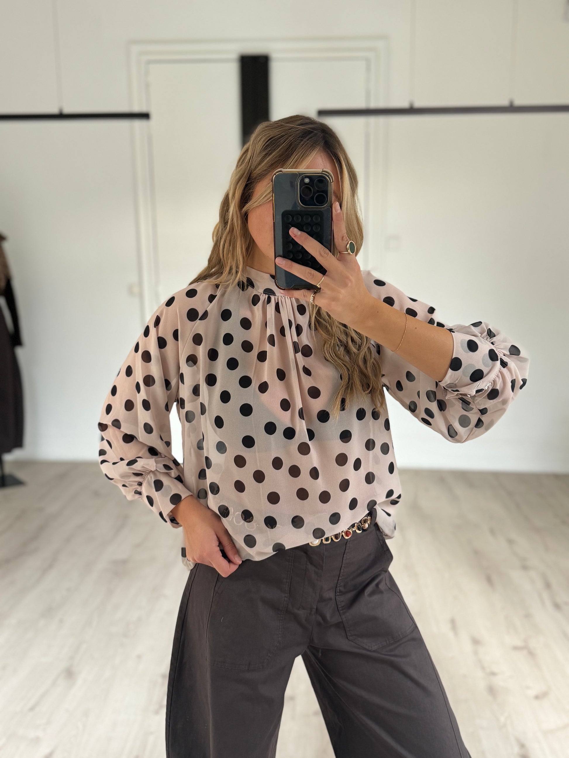 blouse à pois écru