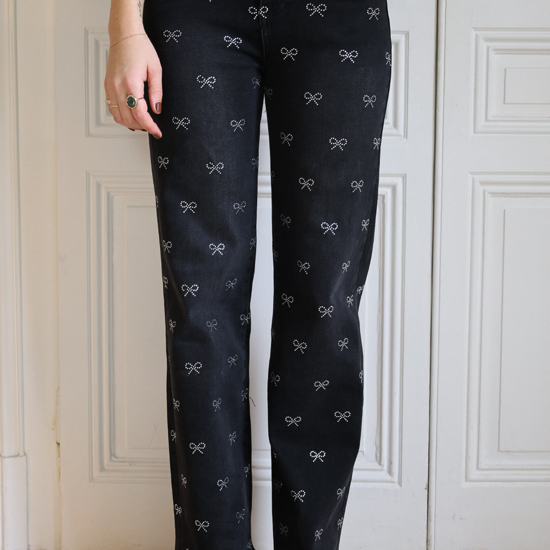 Jeans noeud strass