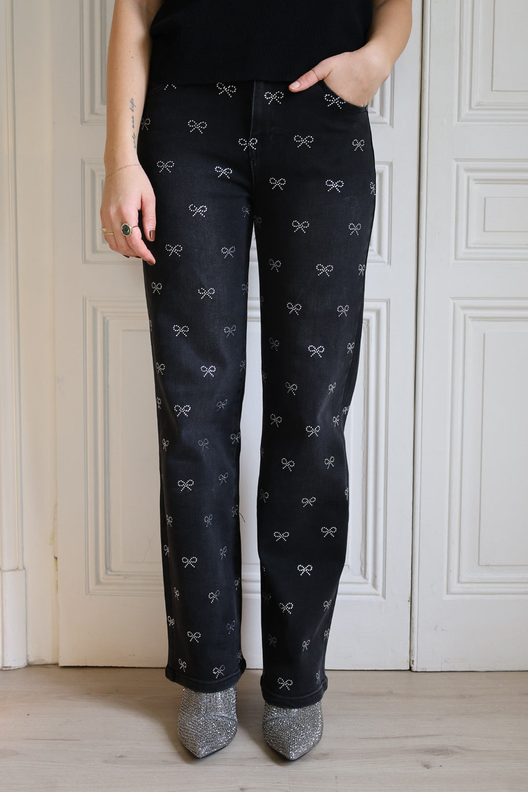 Jeans noeud strass