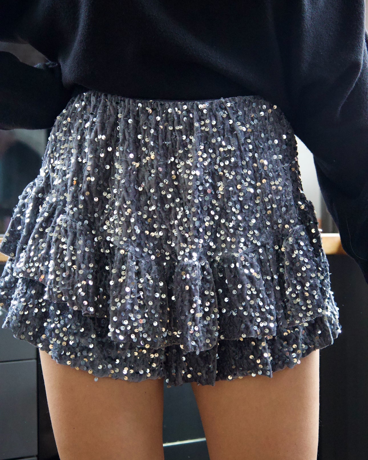 Jupe/short velours à sequin