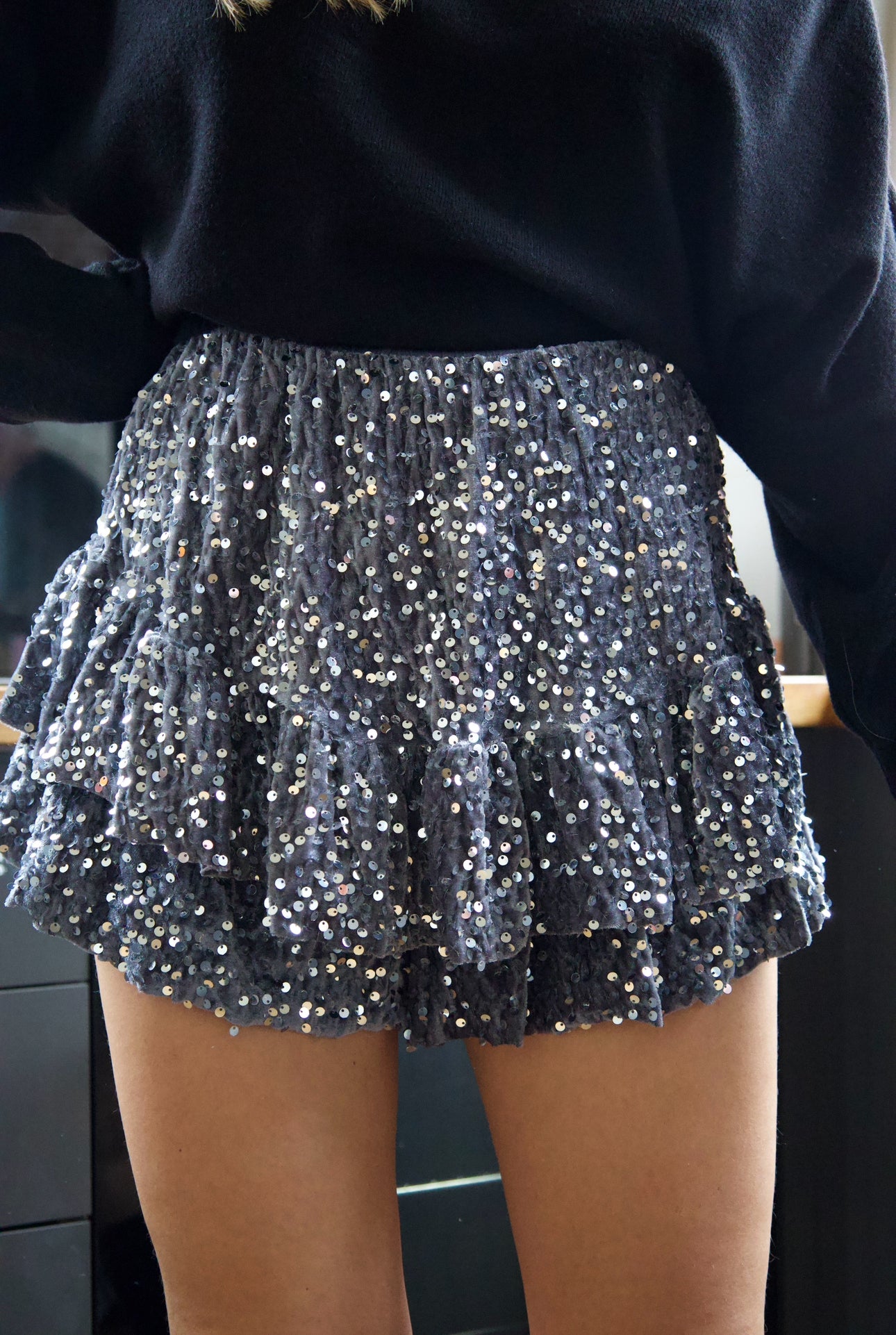 Jupe/short velours à sequin