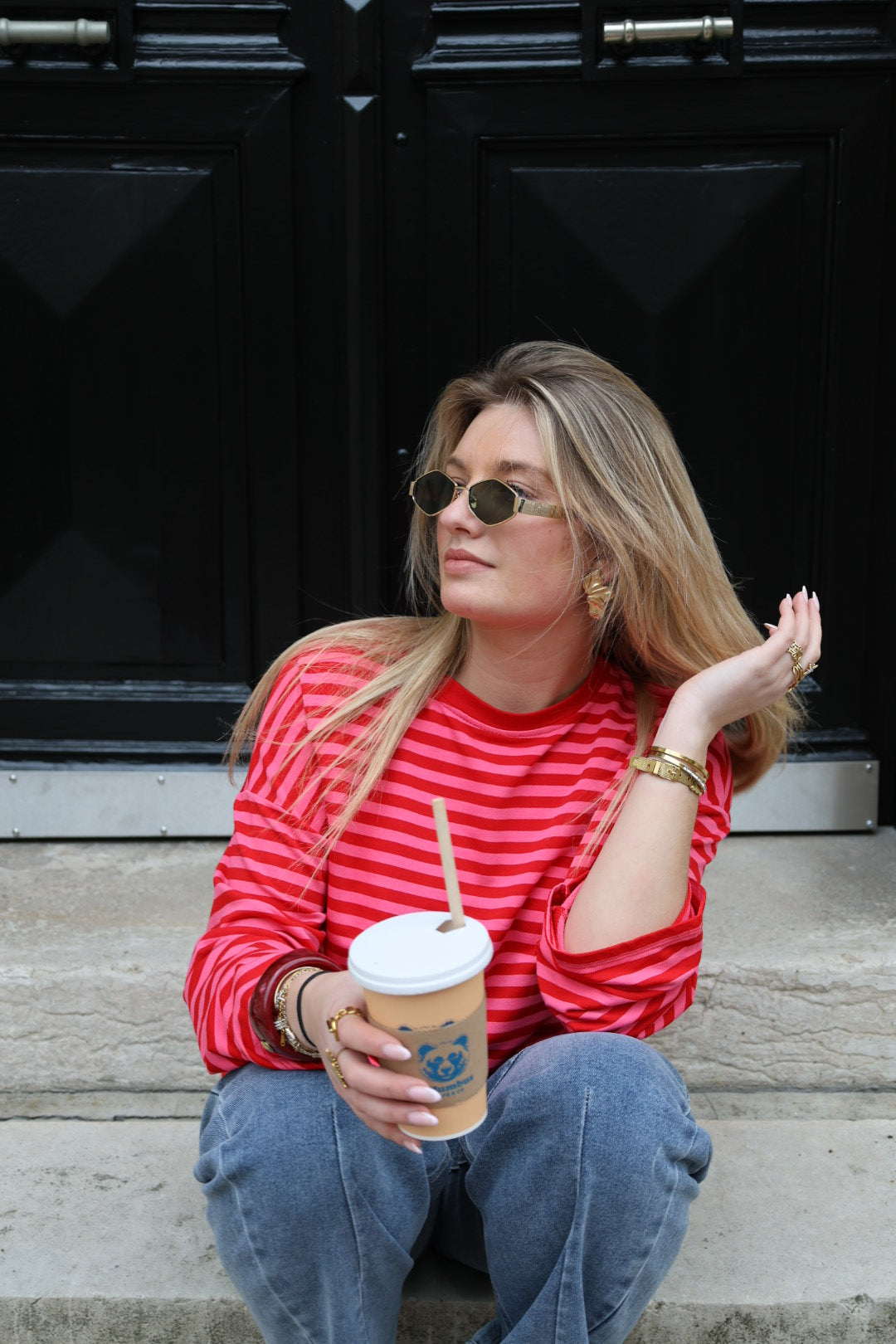 T-shirt marinière rose