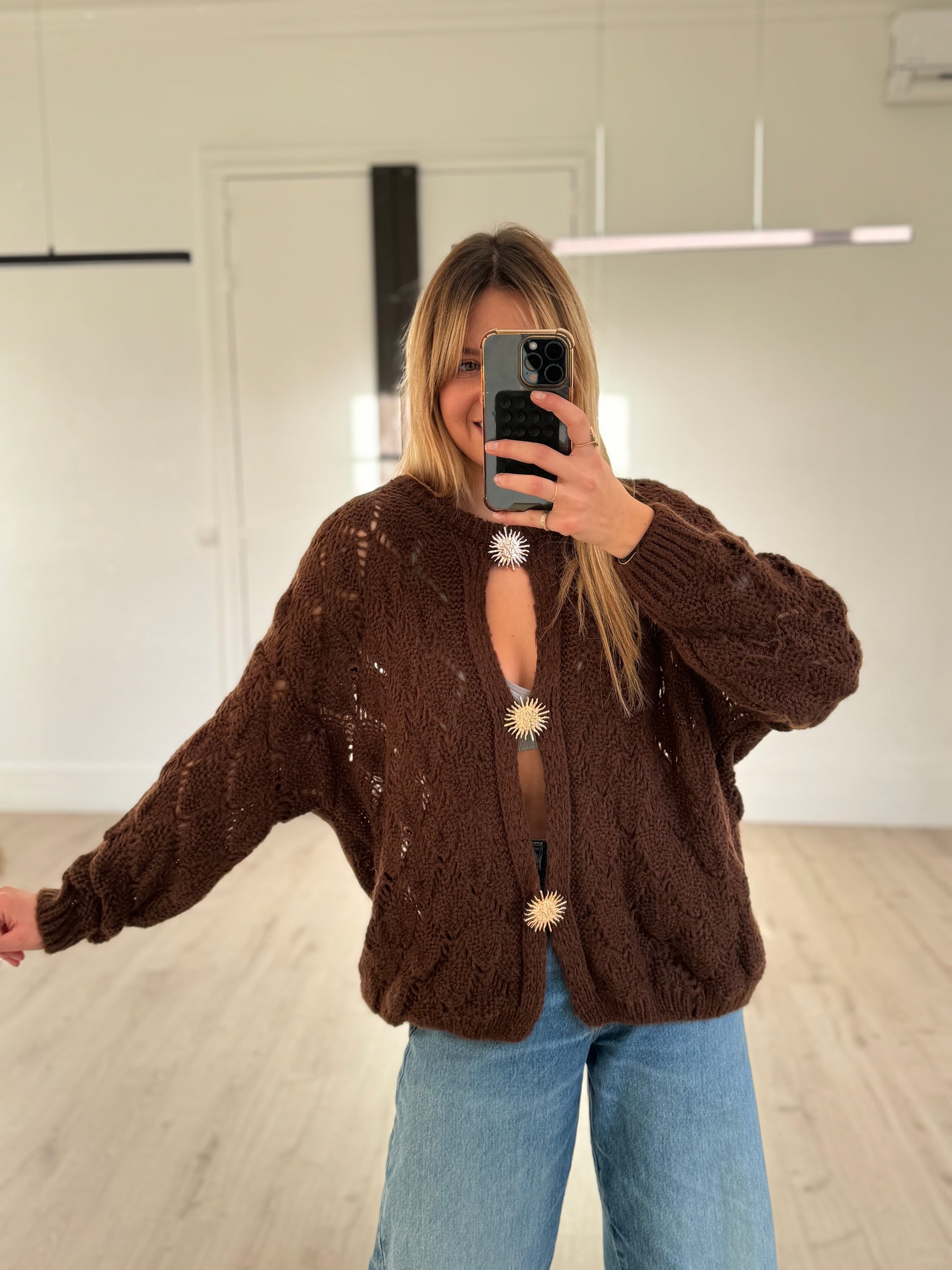 pull loose ajouré soleil