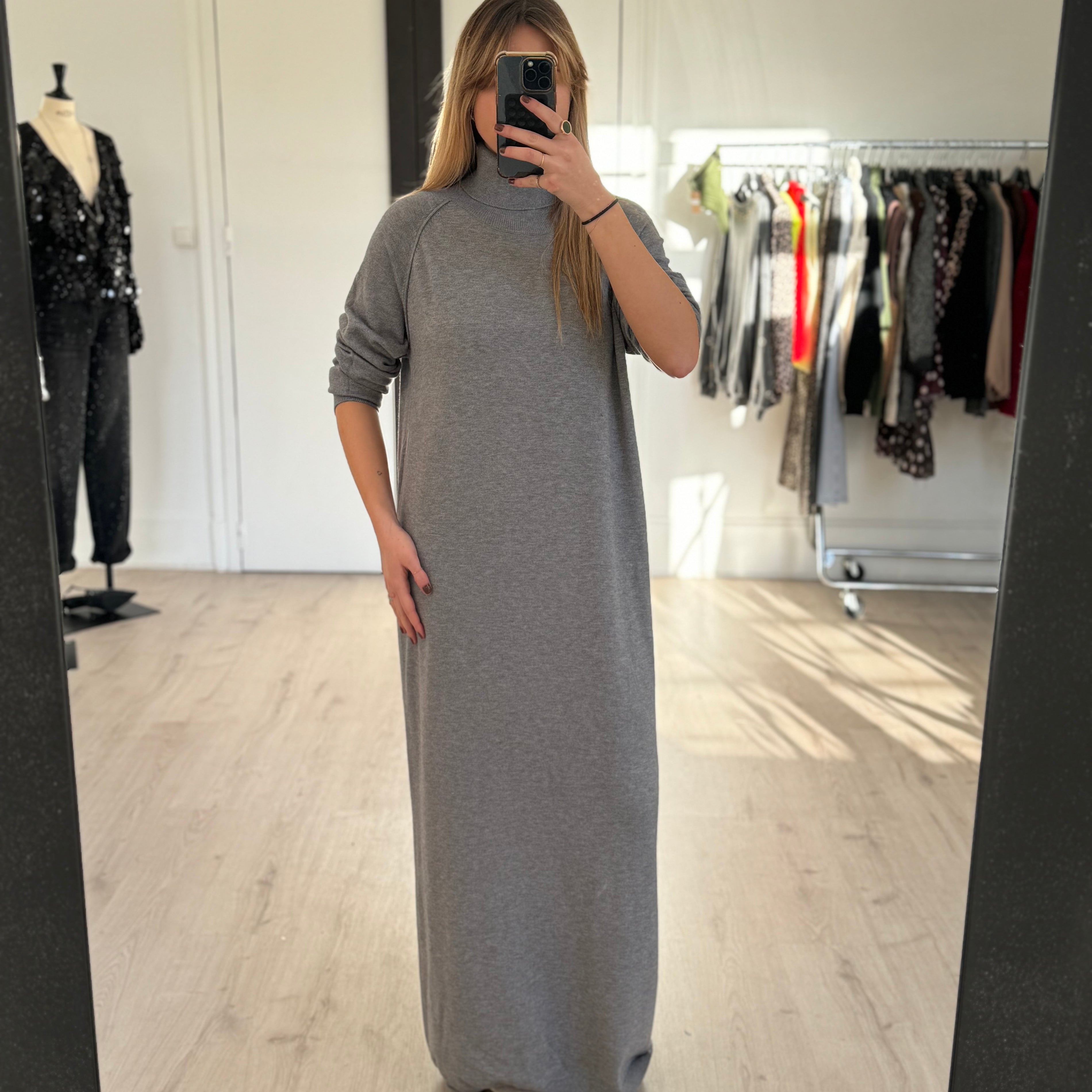 Robe pull col roulé