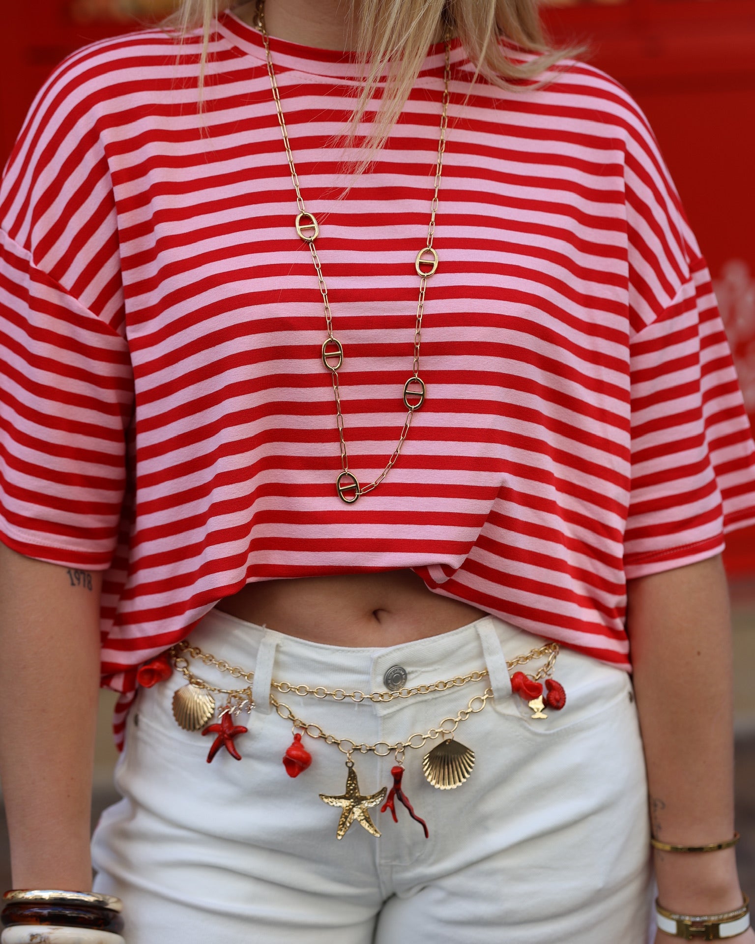 T-shirt marinière rose