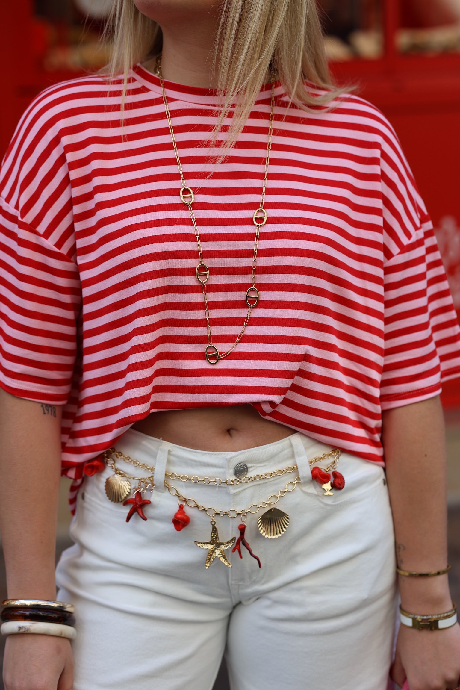 T-shirt marinière rose