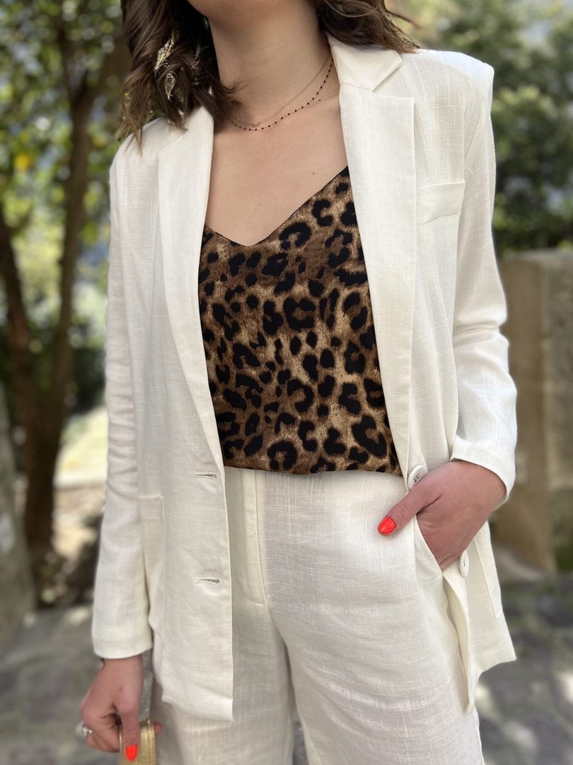 Veste de tailleur en lin jade et lisa