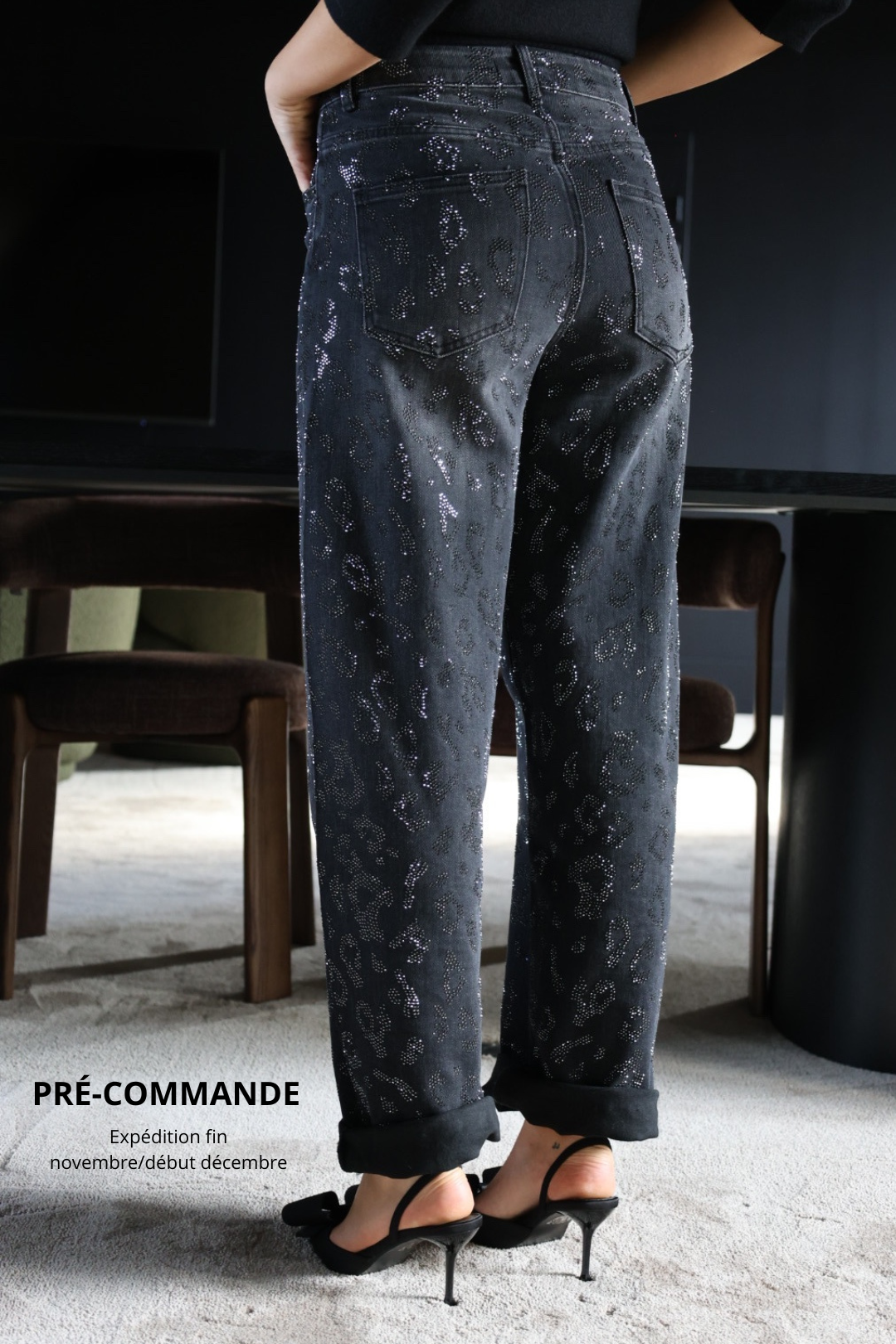 Jeans léopard à strass ( PRÉ COMMANDE )