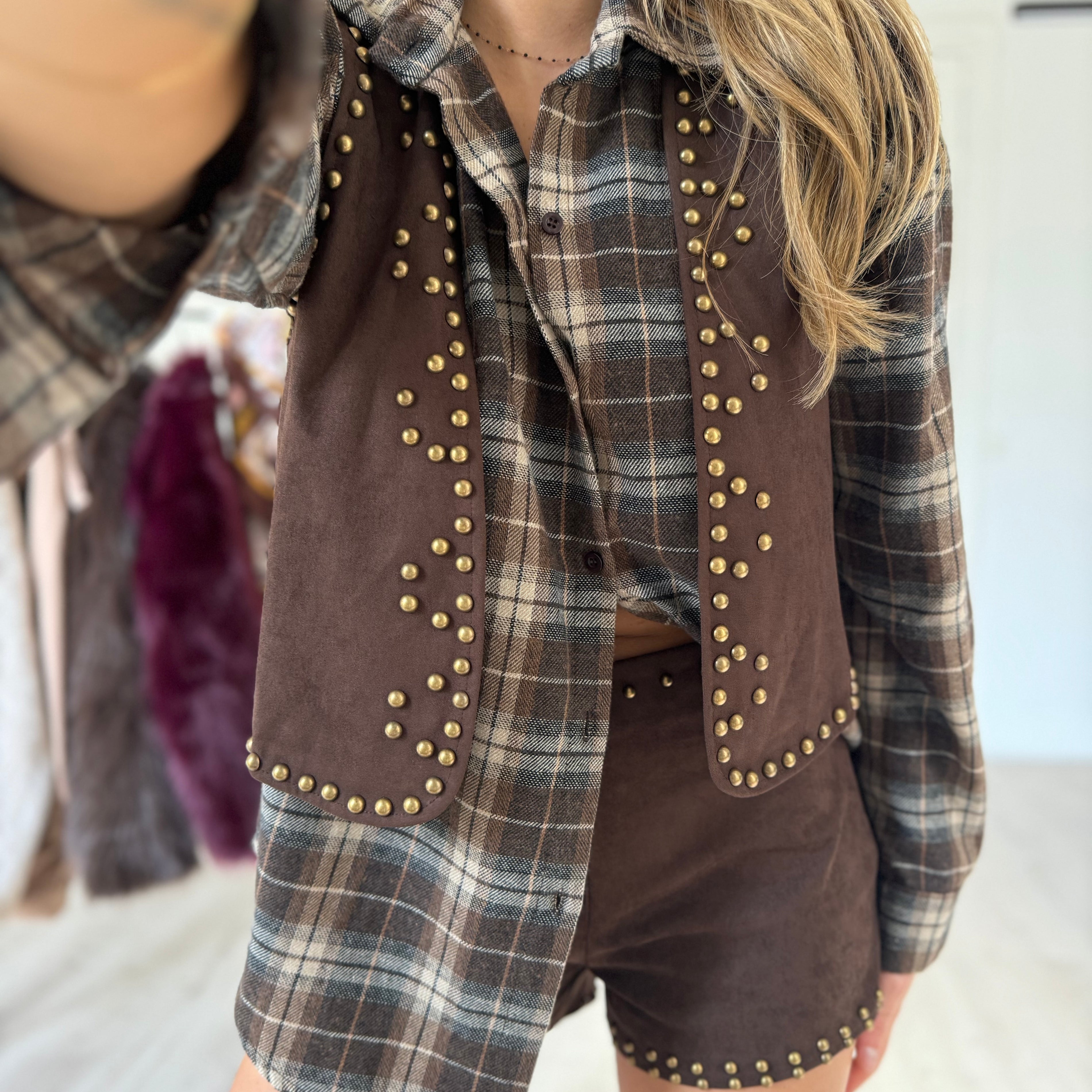 Veston suédine clouté