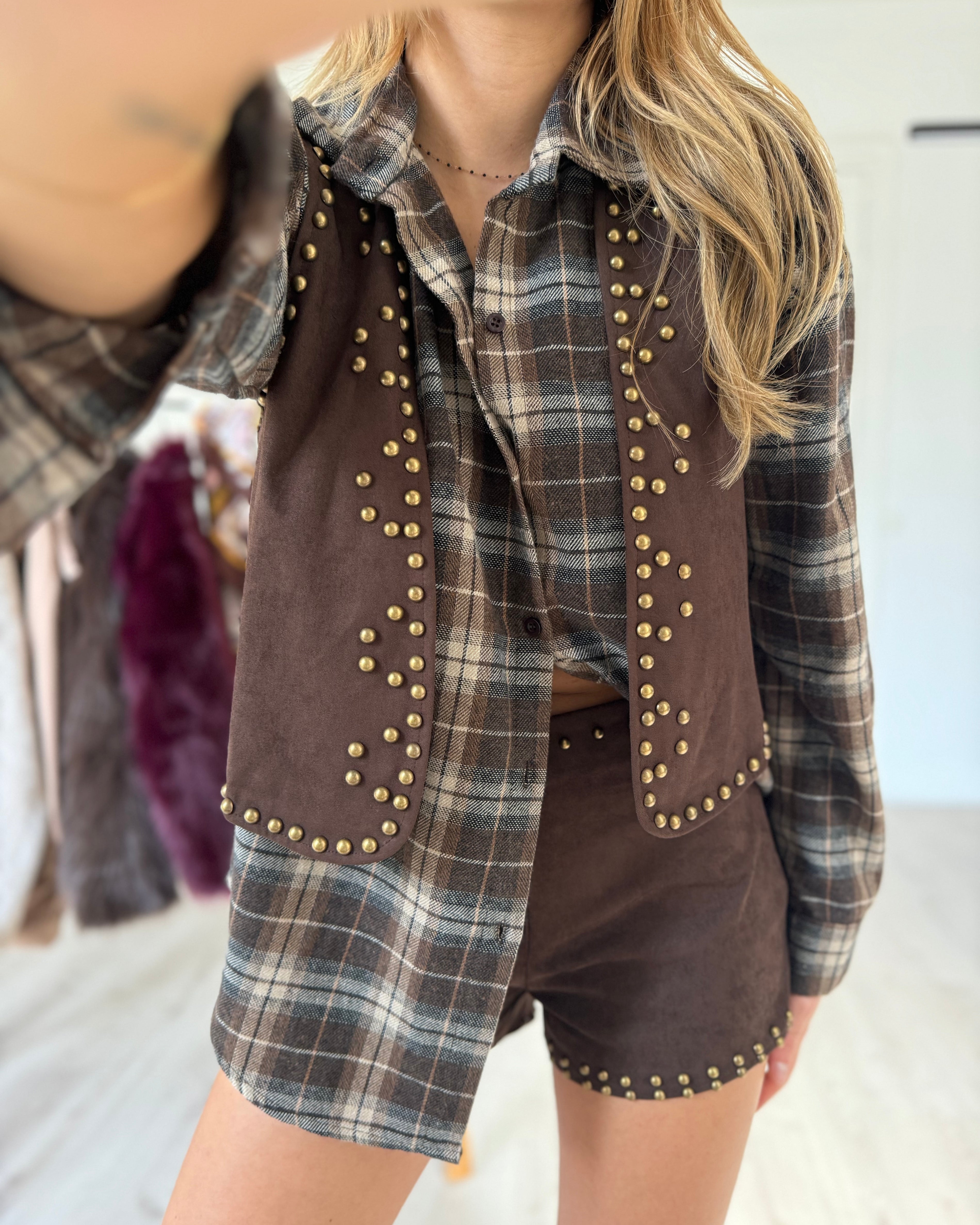 Veston suédine clouté