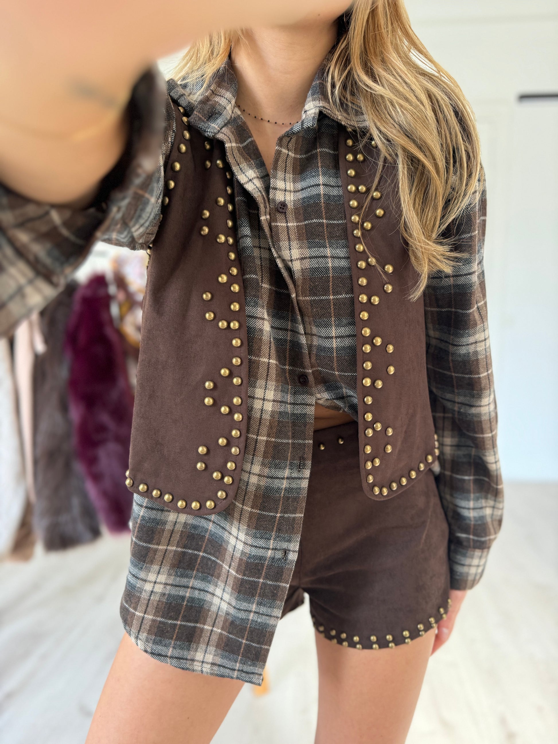 Veston suédine clouté