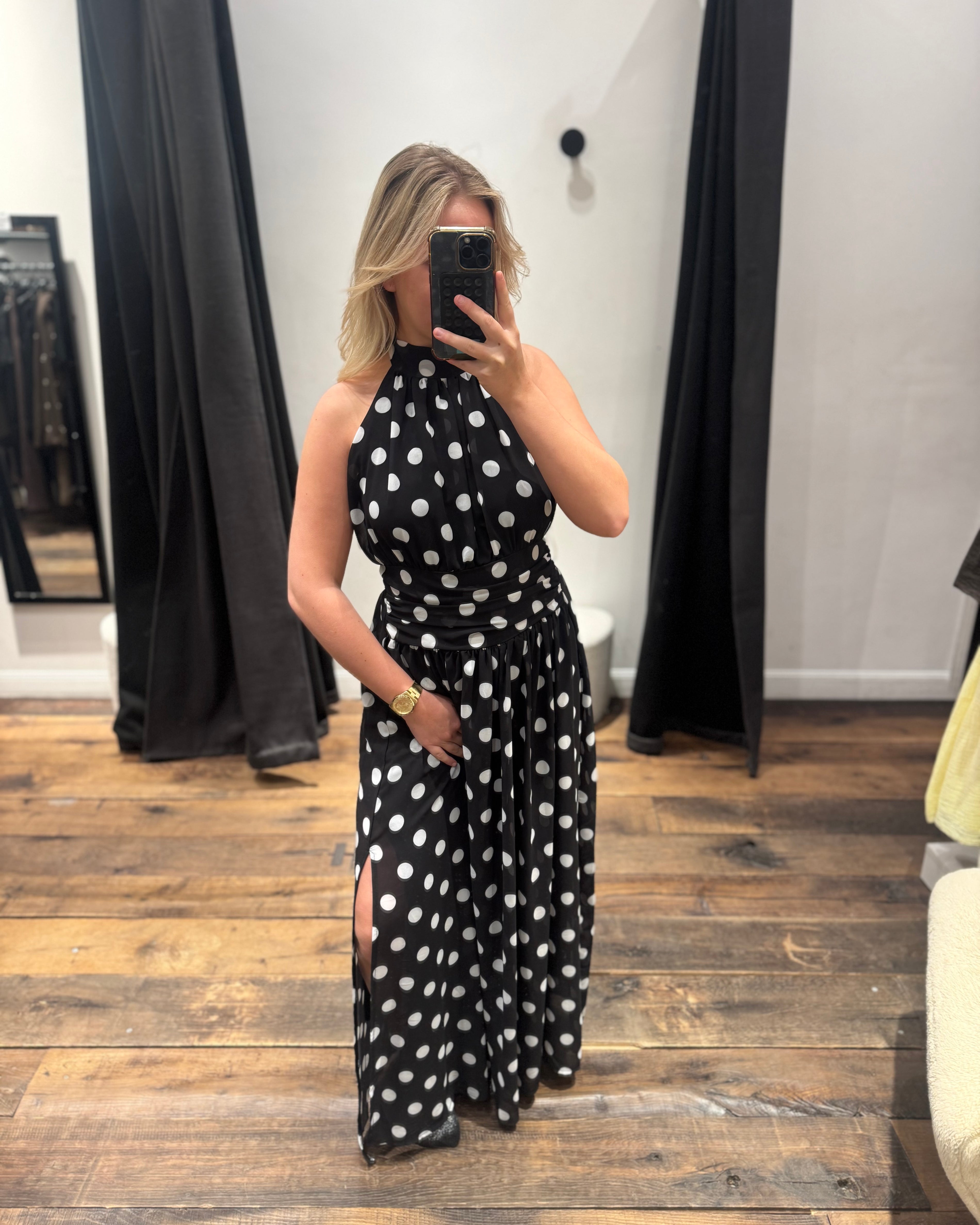 Robe longue à pois