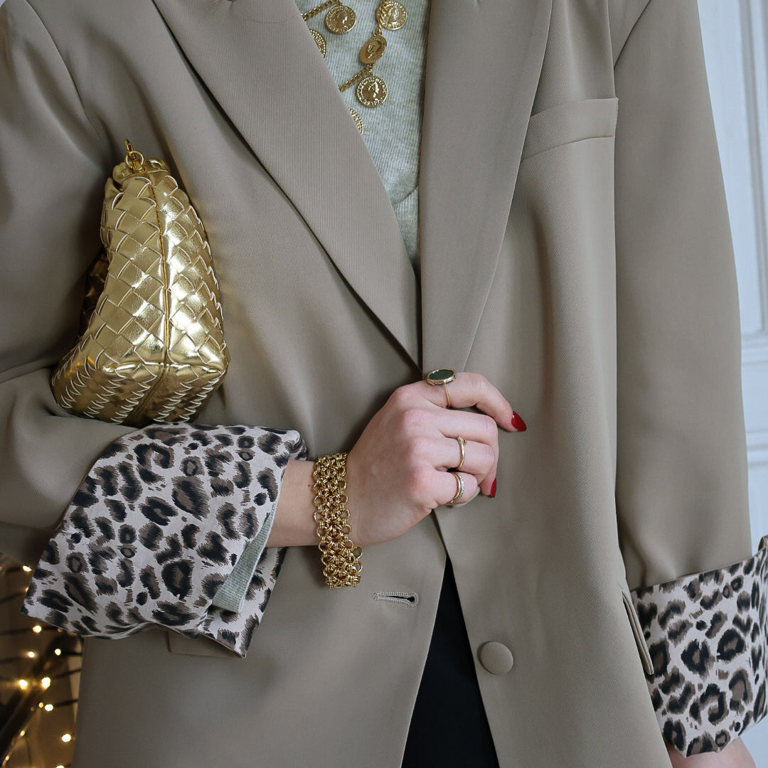 Veste de tailleur à revers léopard