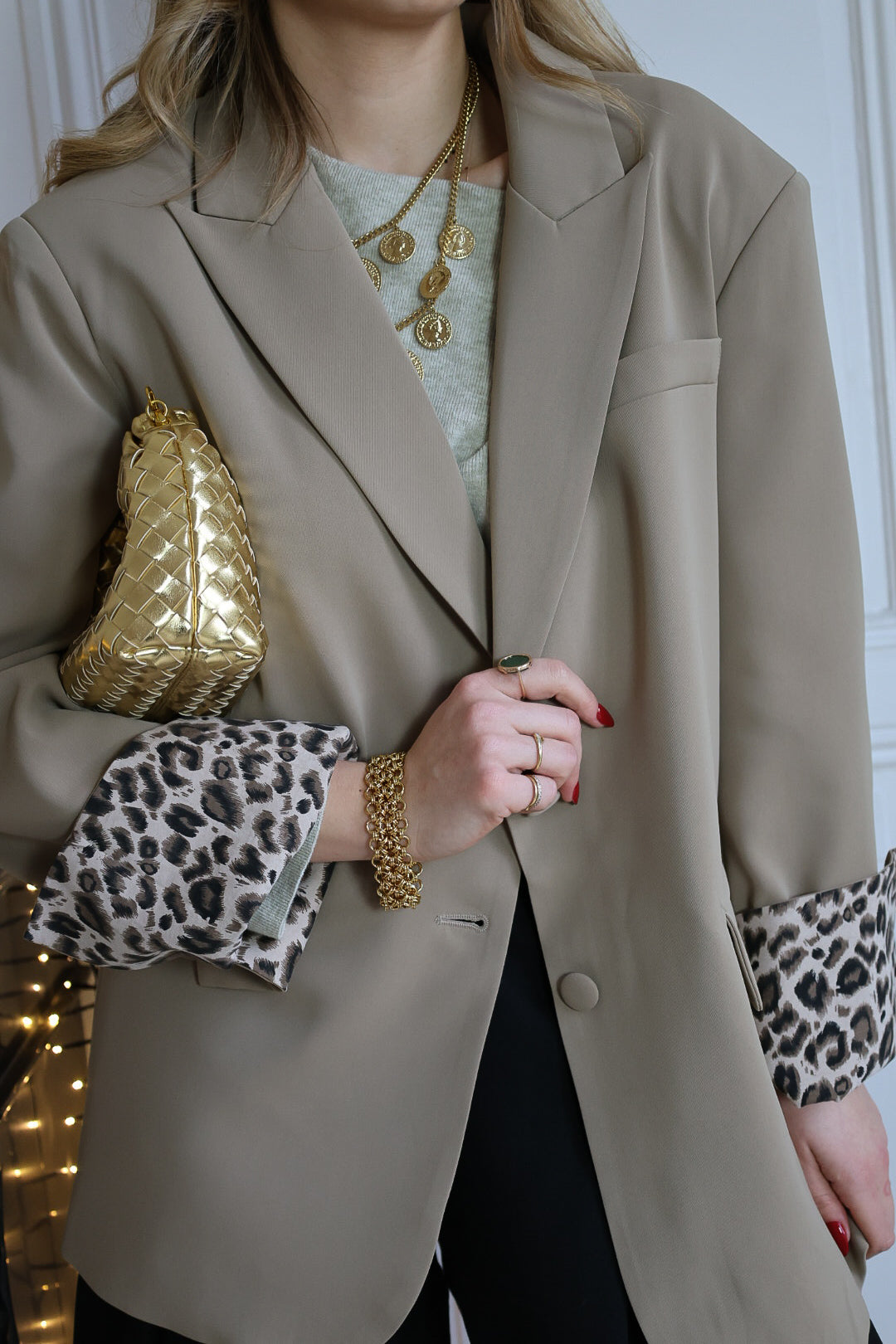 Veste de tailleur à revers léopard