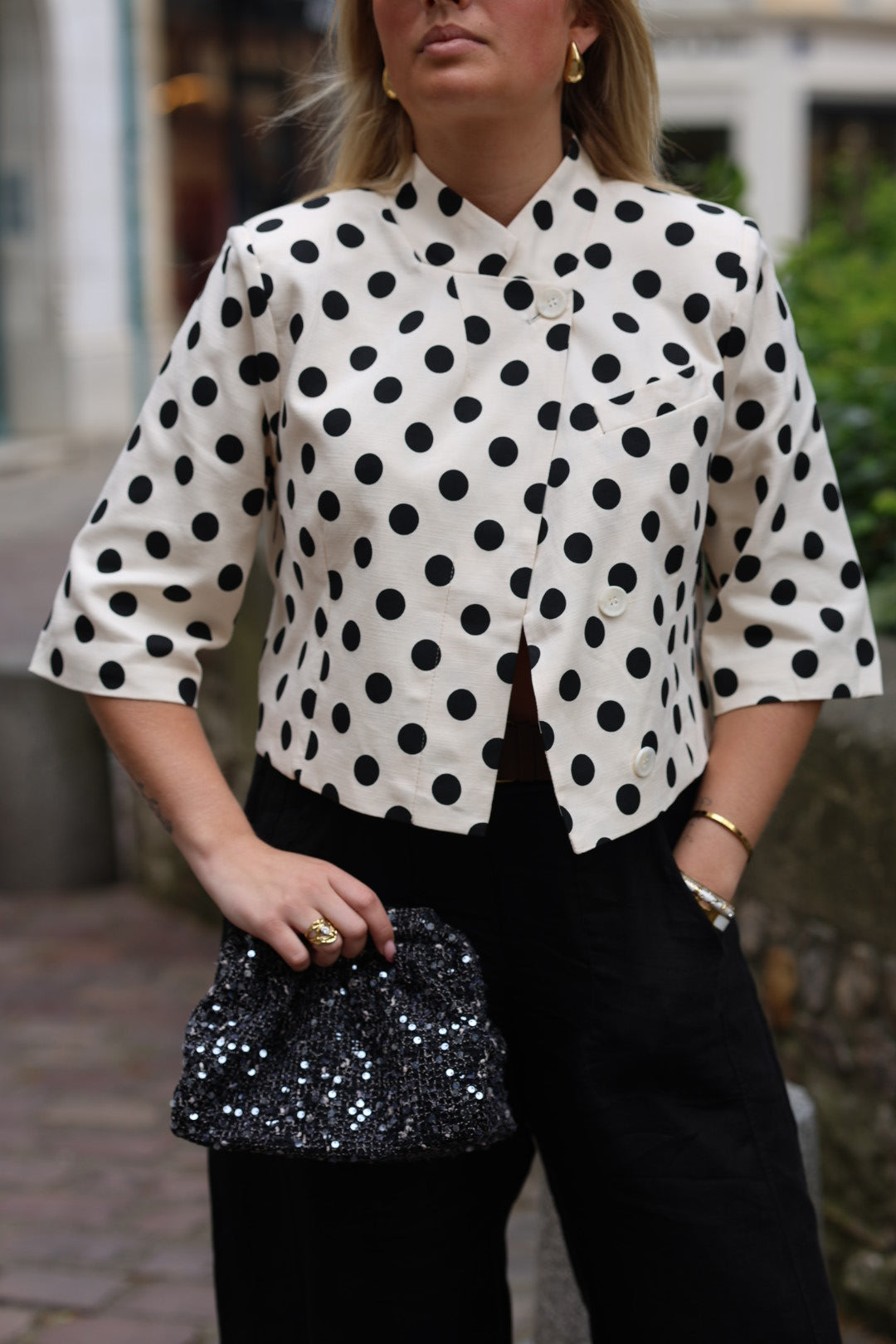 Veste croisée à pois