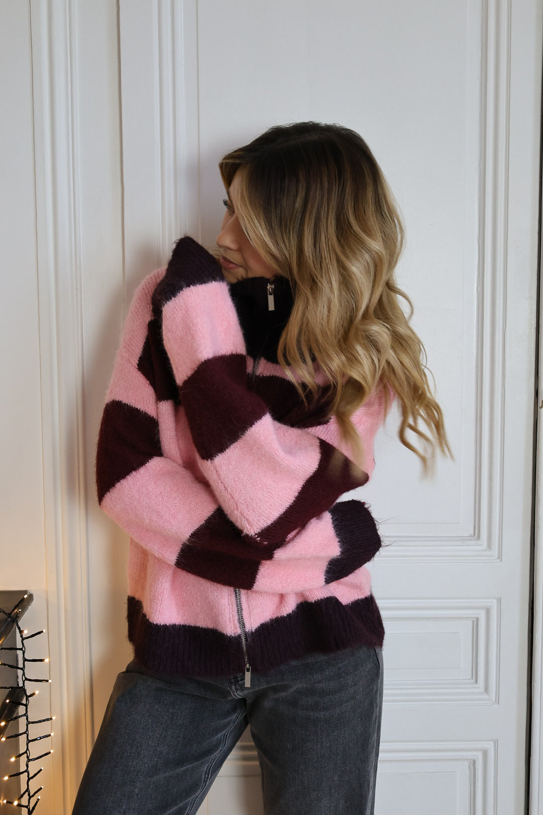 Gilet à zip rayé