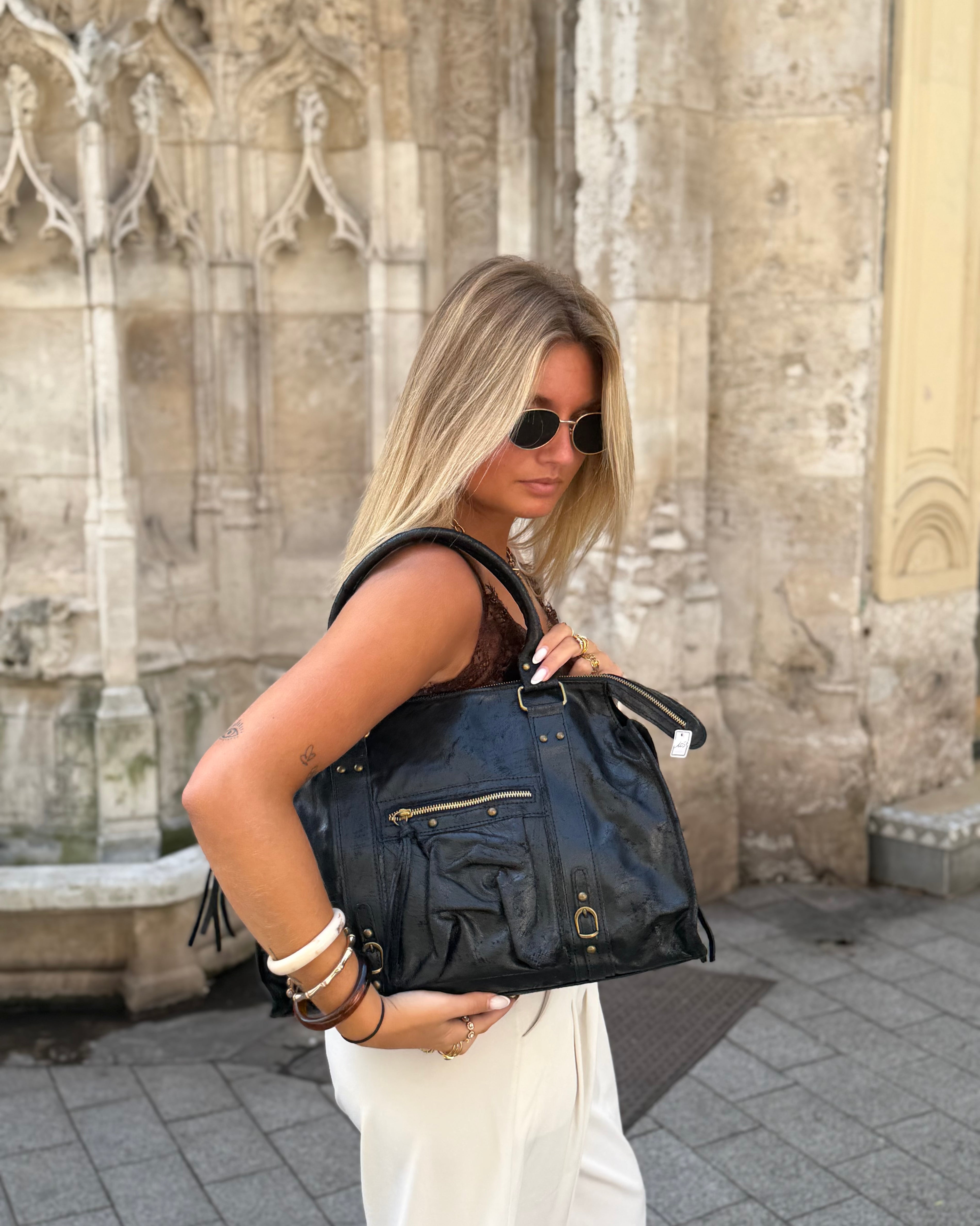 Grand sac MIA noir usé