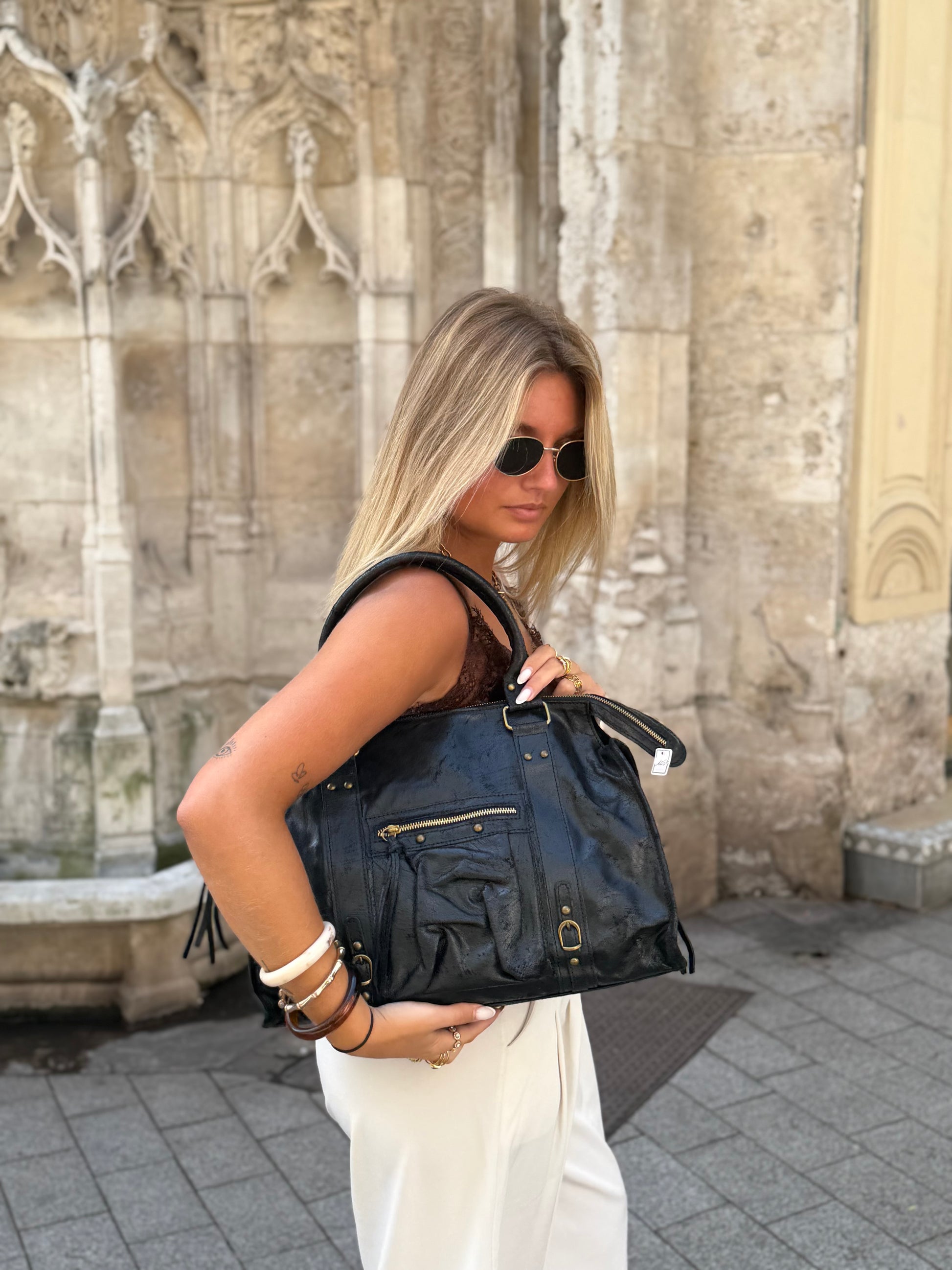 Grand sac MIA noir usé