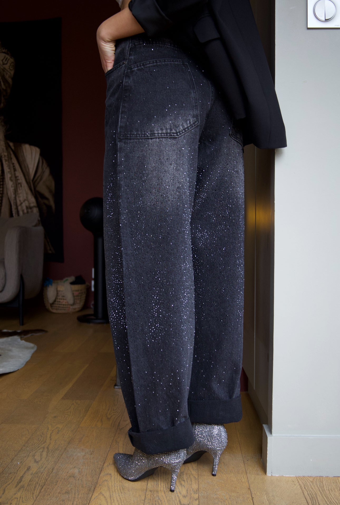 jeans ballon à strass