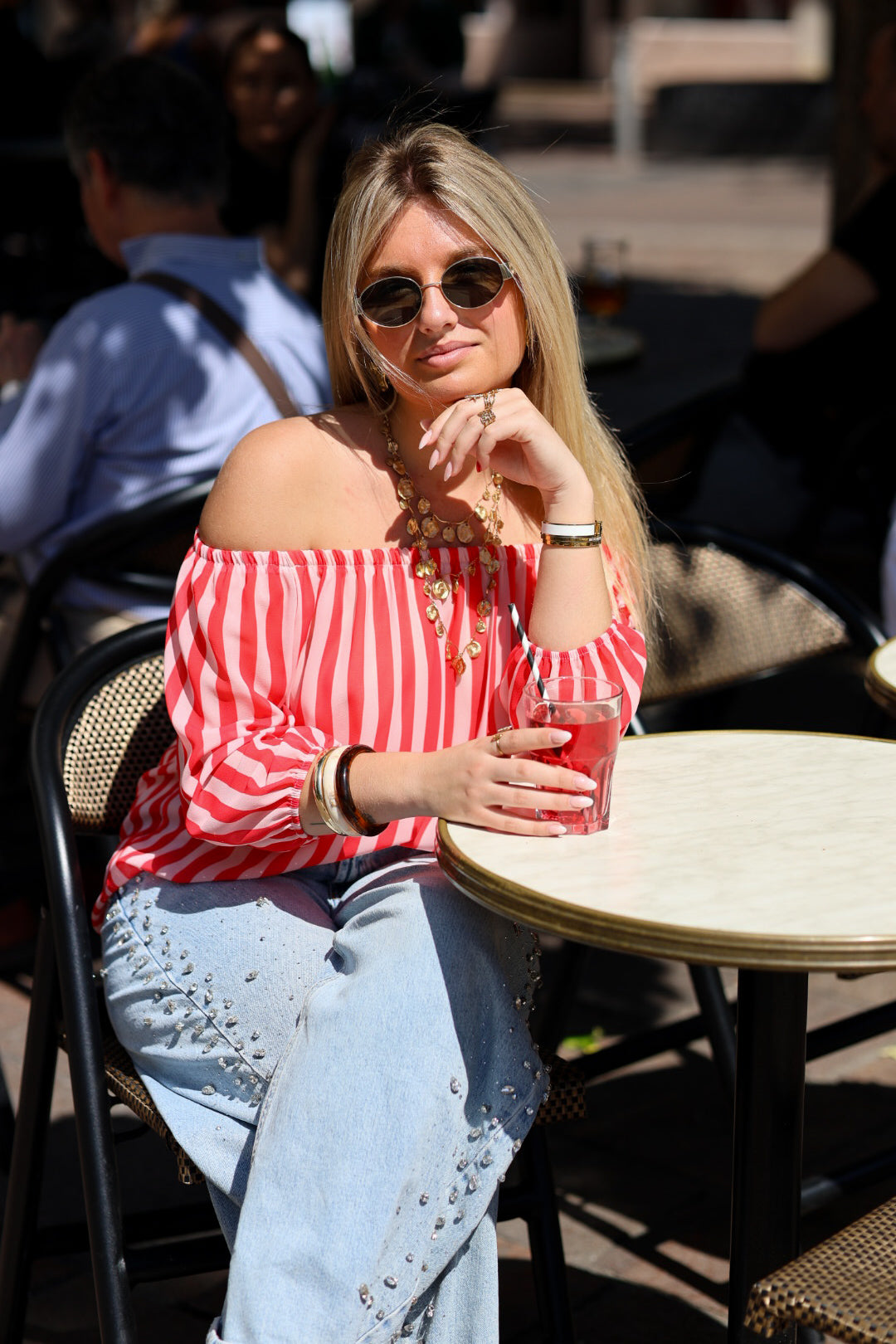 Top bardot rayé