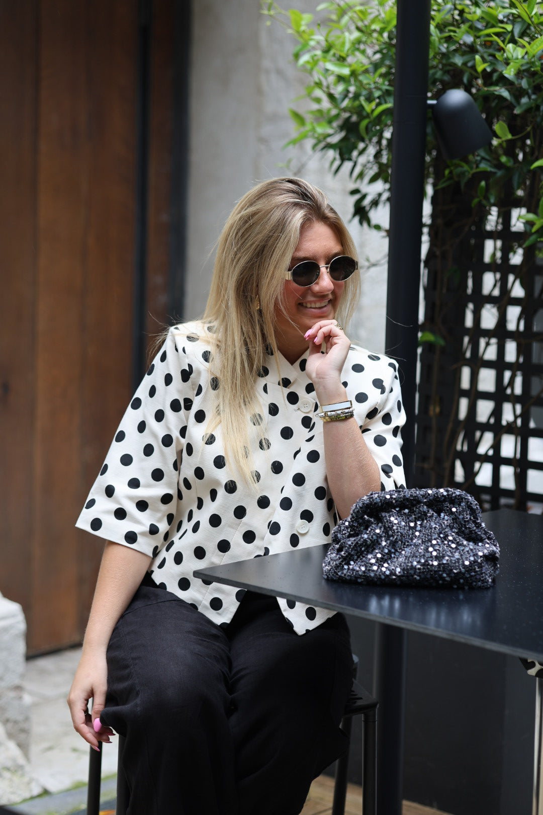 Veste croisée à pois