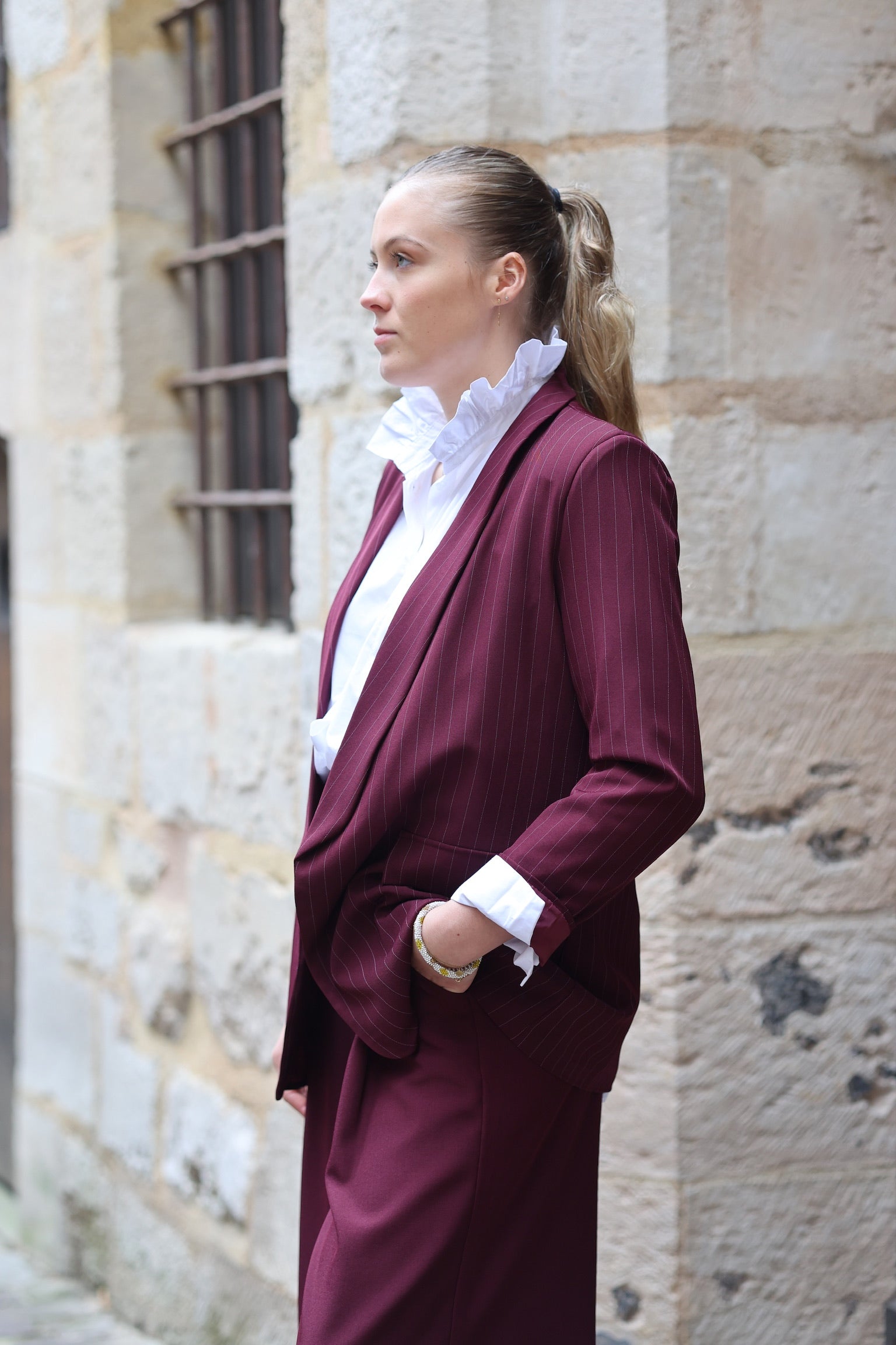 Veste de tailleur rayée