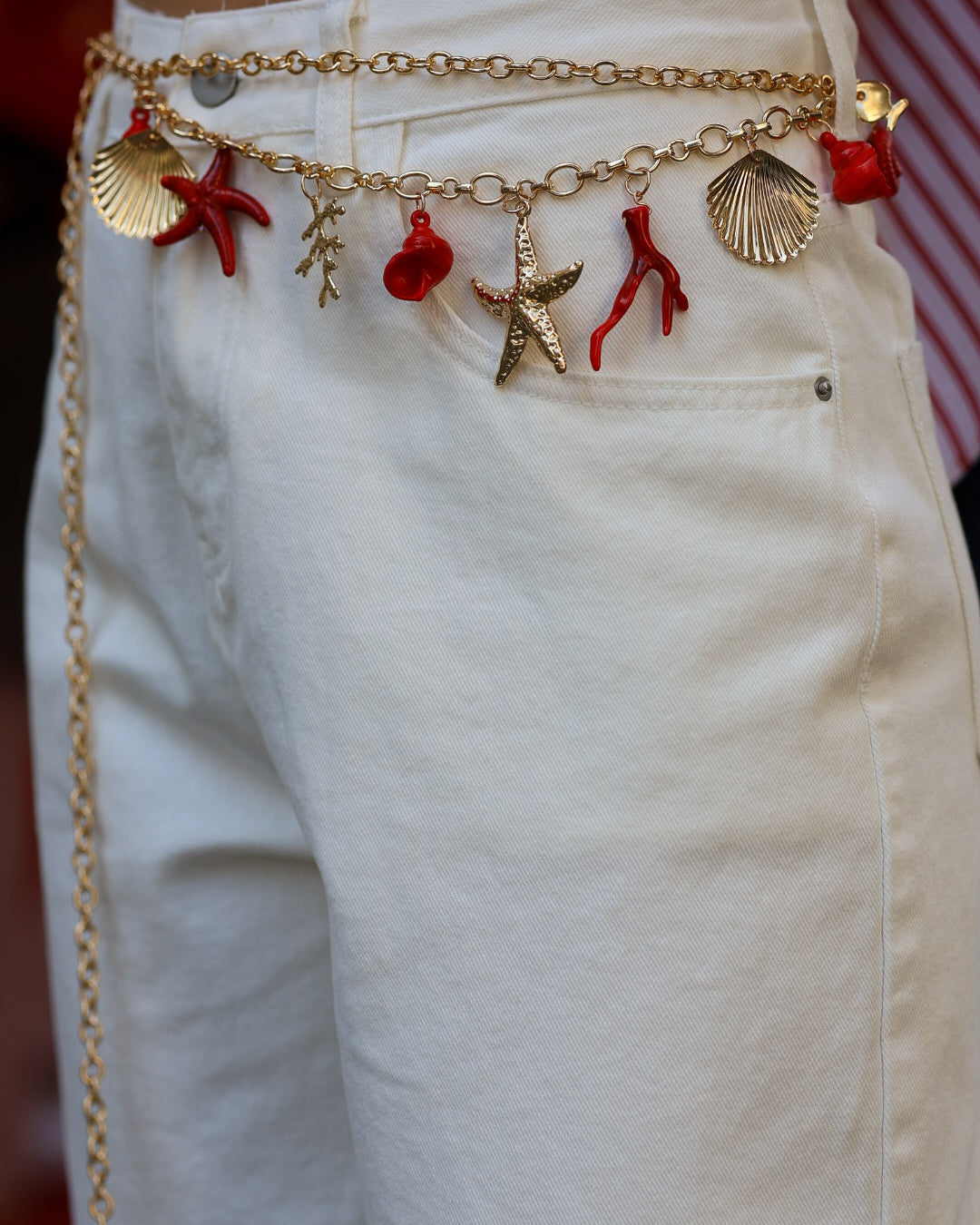 ceinture chaine rouge