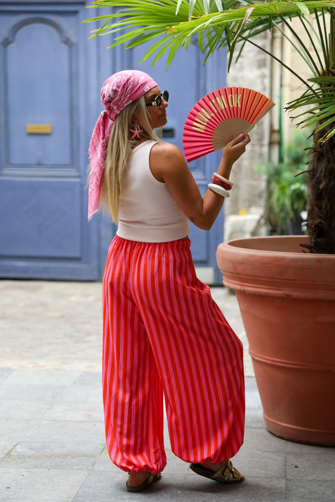 pantalon ballon à rayure