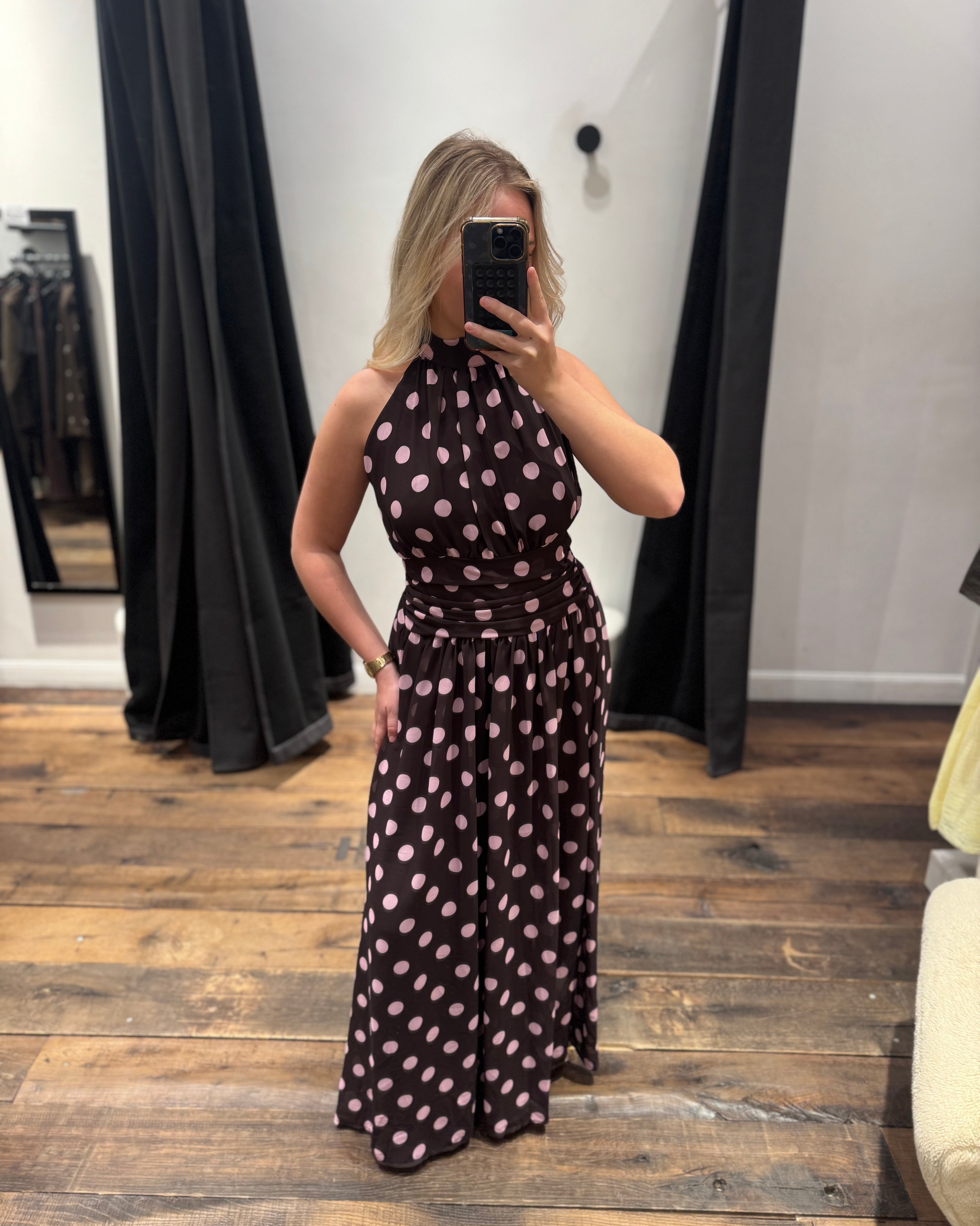 Robe longue à pois
