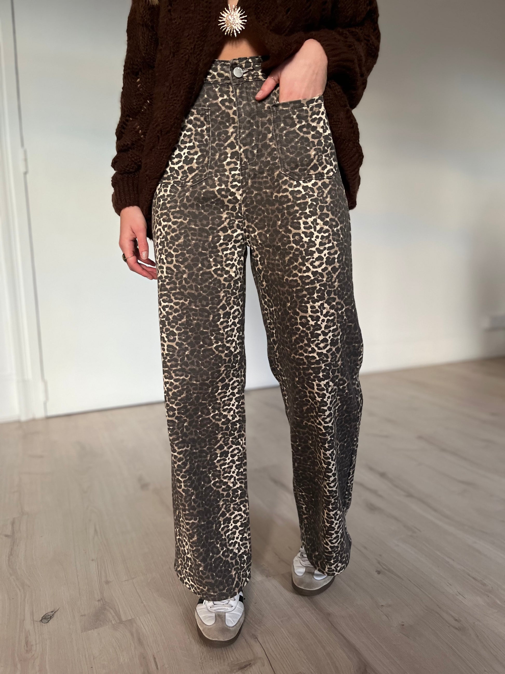 jeans léopard camel