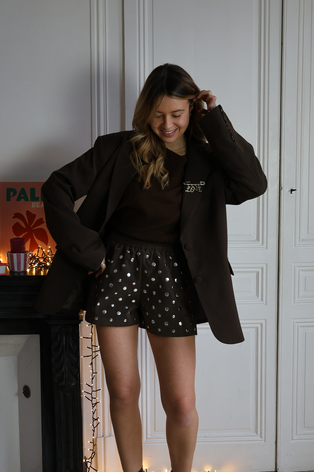 Veste de tailleur à revers léopard