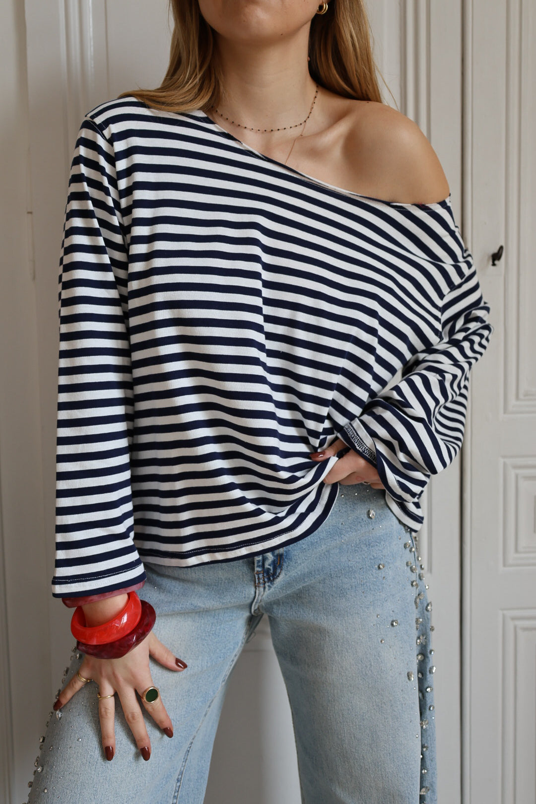 t-shirt rayé manches longues
