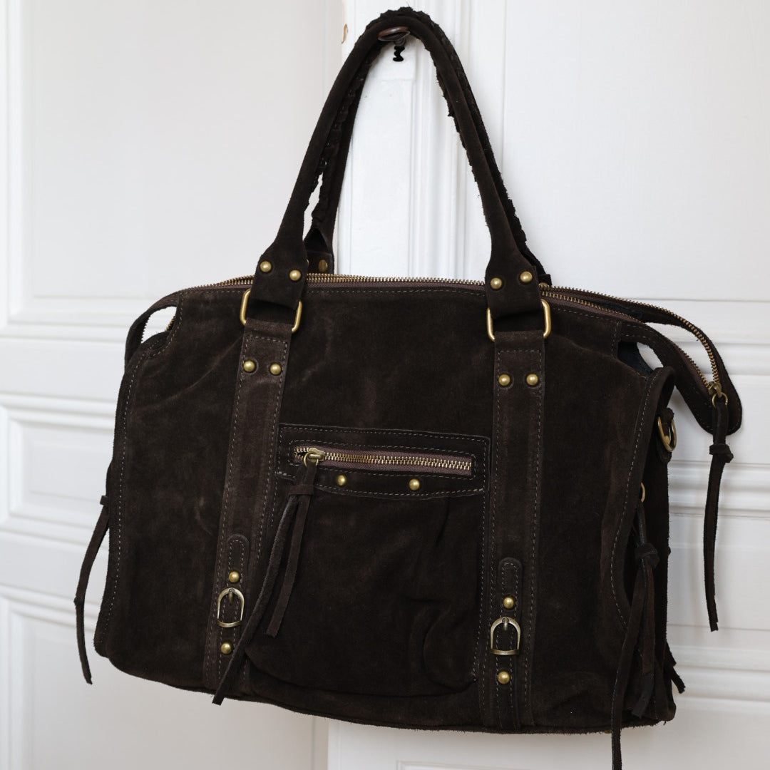 Grand sac MIA en daim chocolat