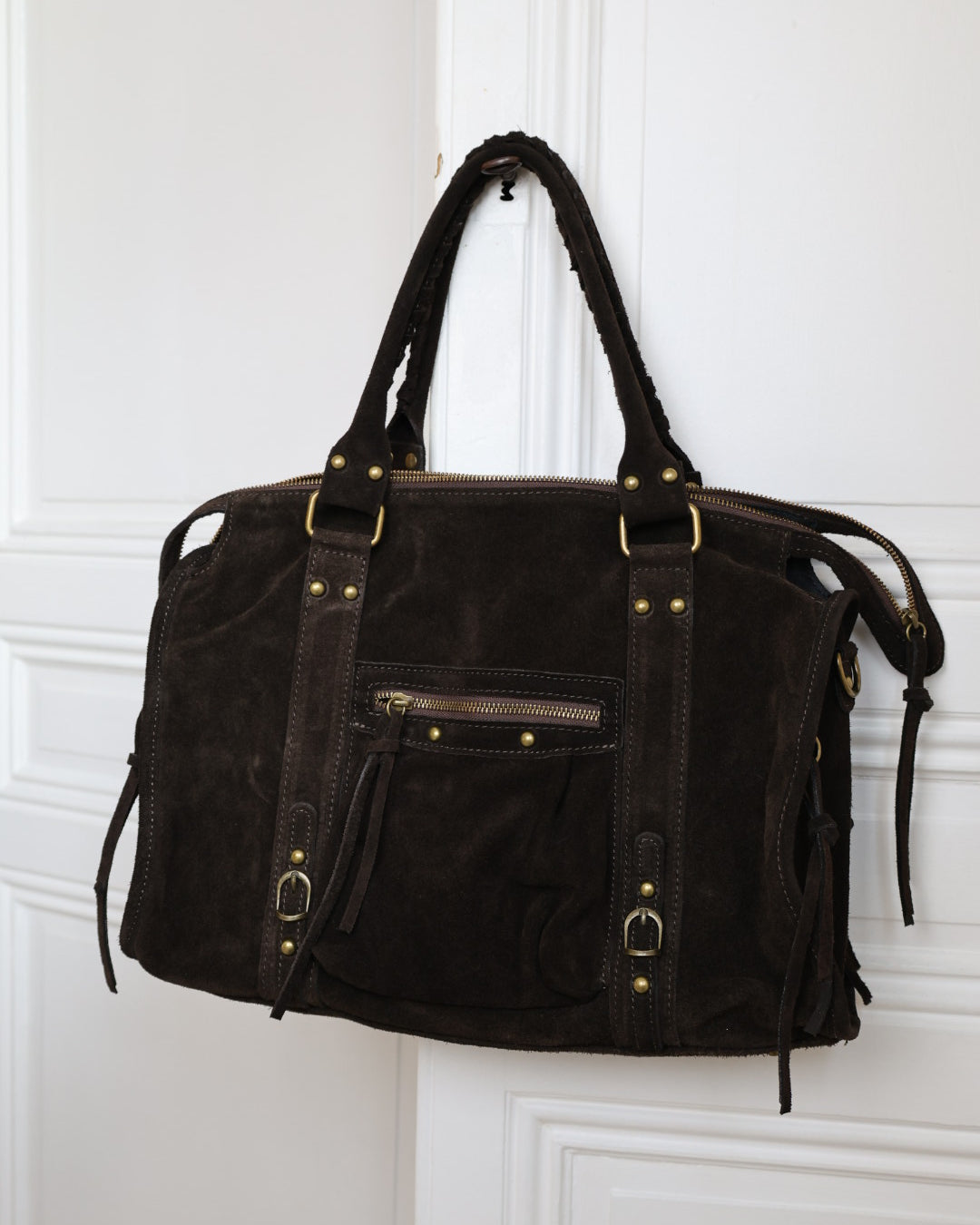 Grand sac MIA en daim chocolat