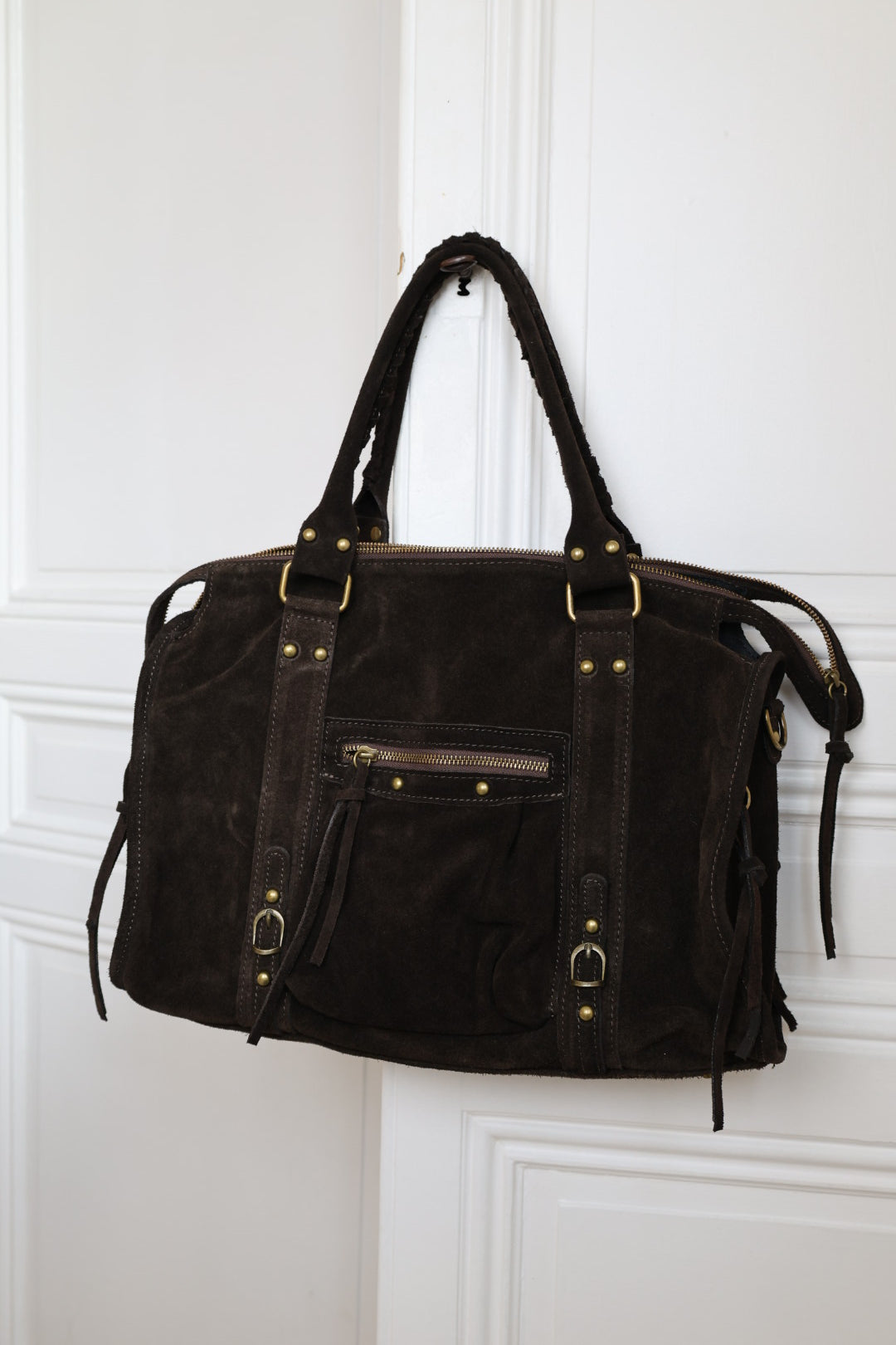 Grand sac MIA en daim chocolat