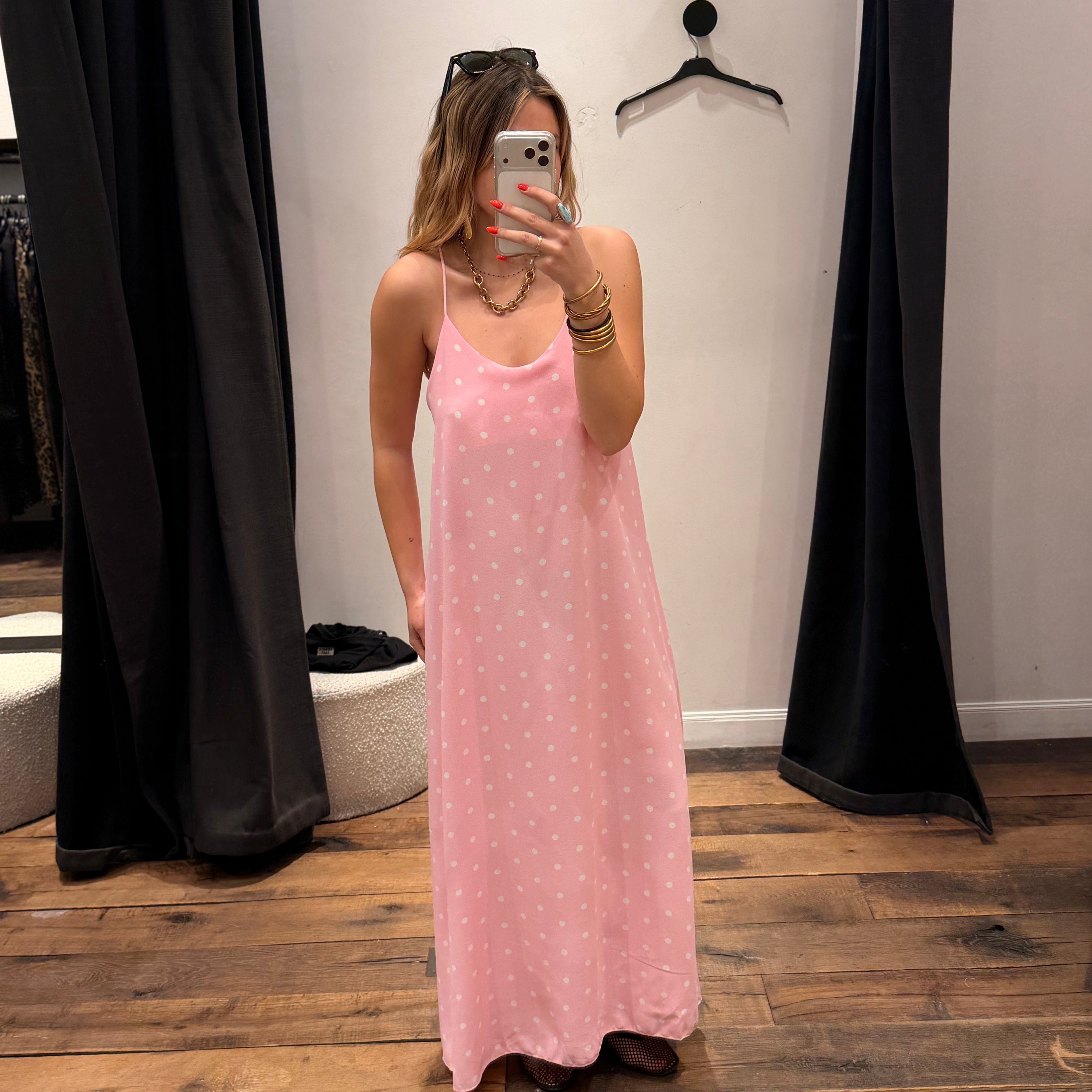 Robe dos croisé à pois