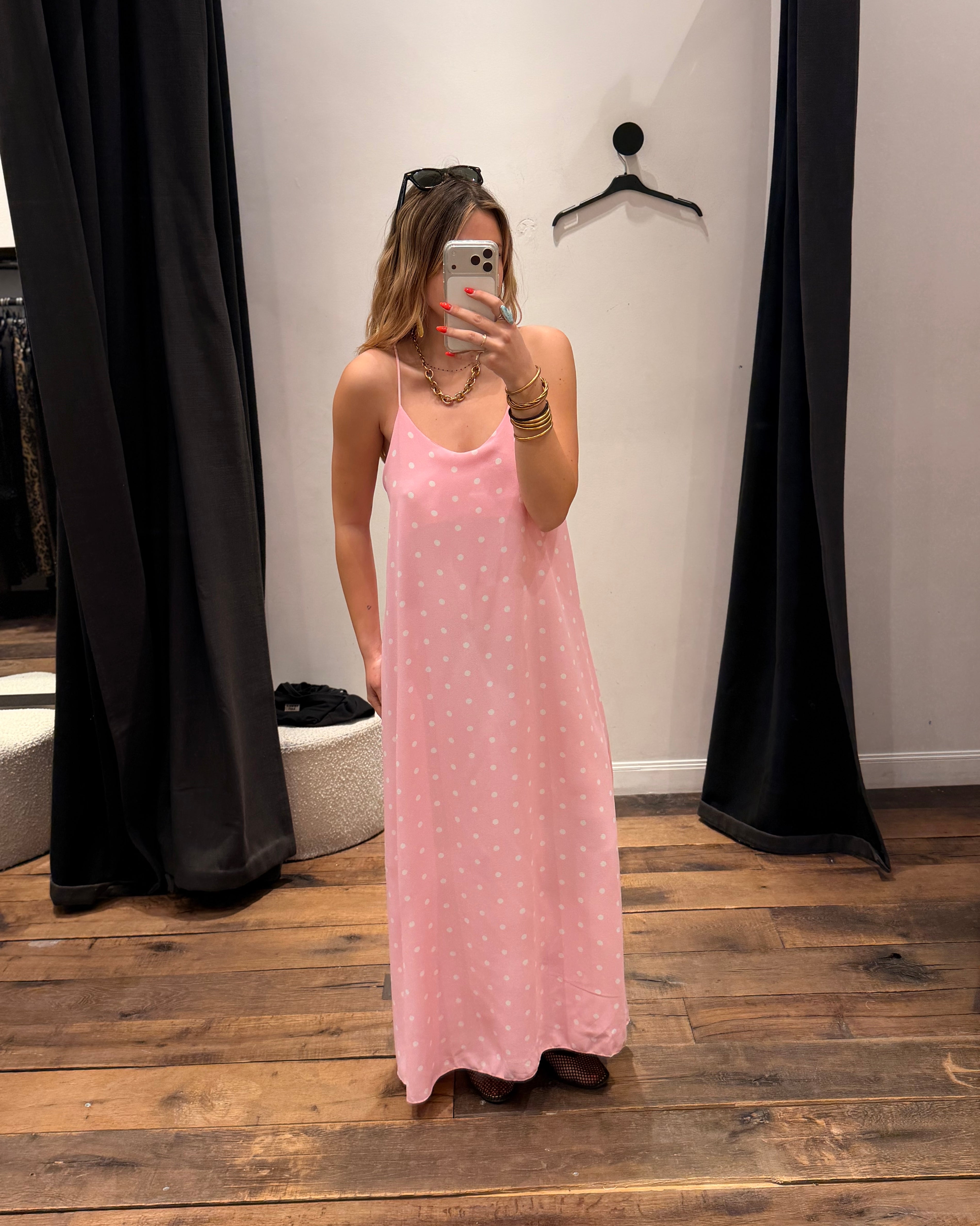 Robe dos croisé à pois