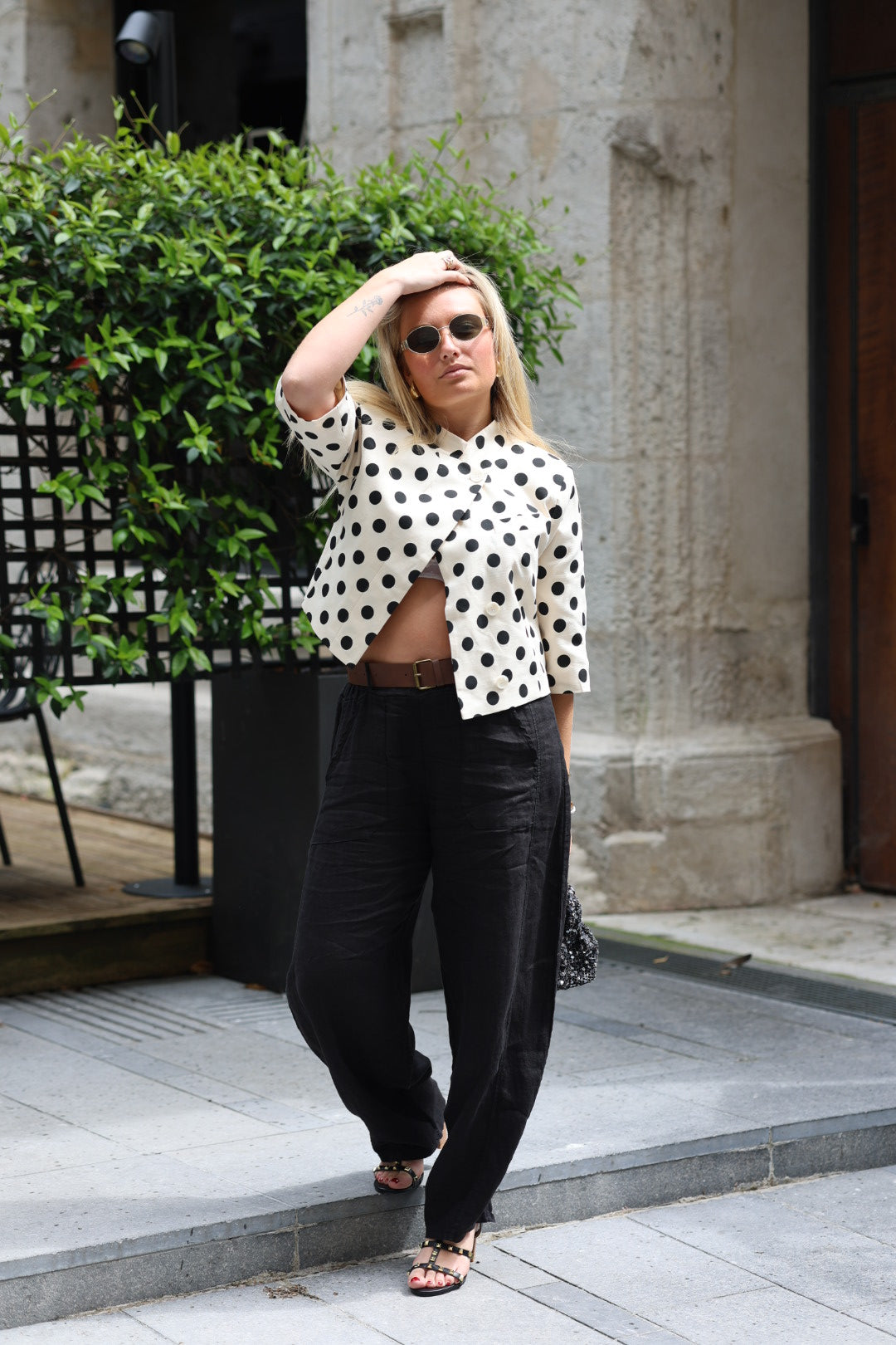 Veste croisée à pois