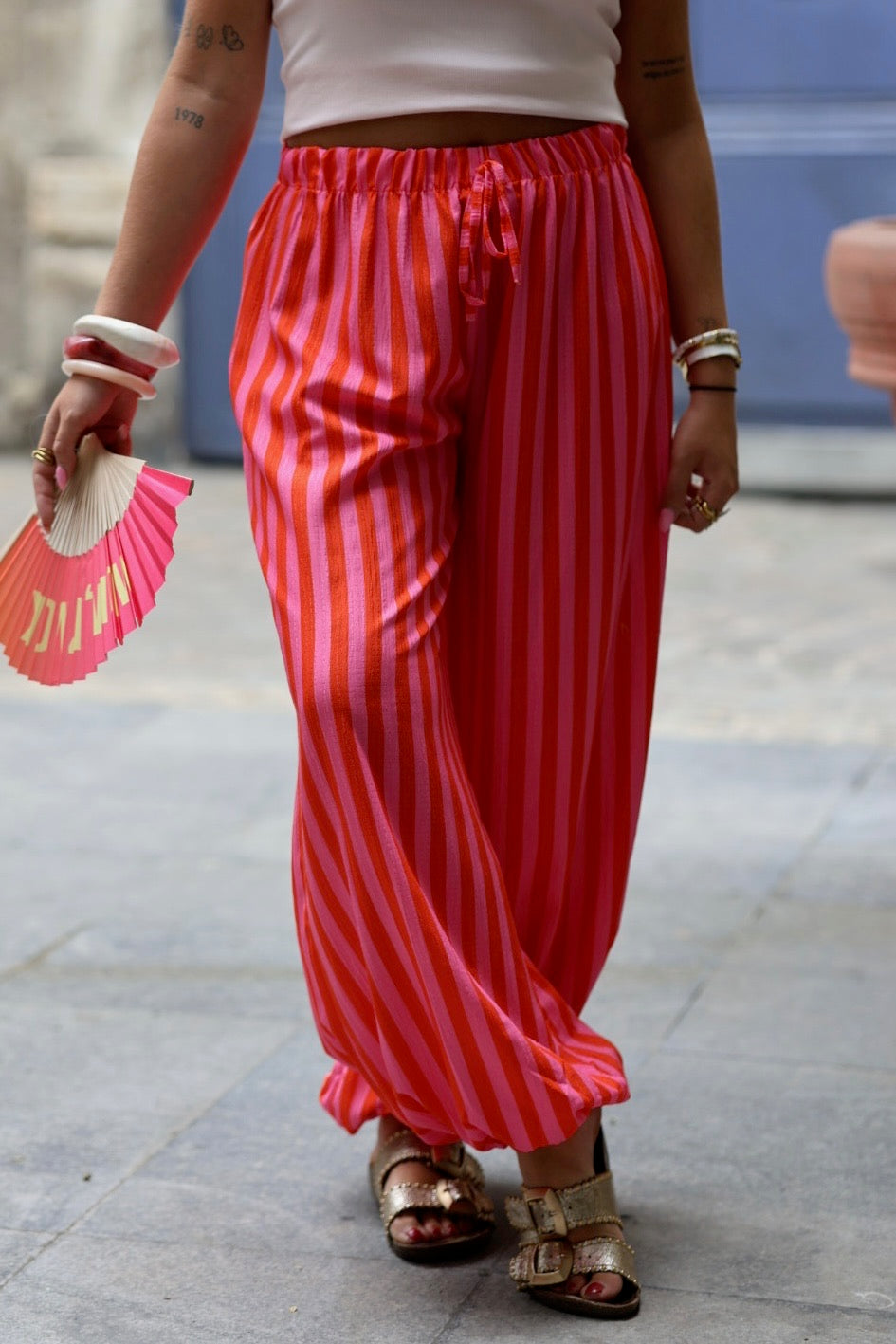 pantalon ballon à rayure