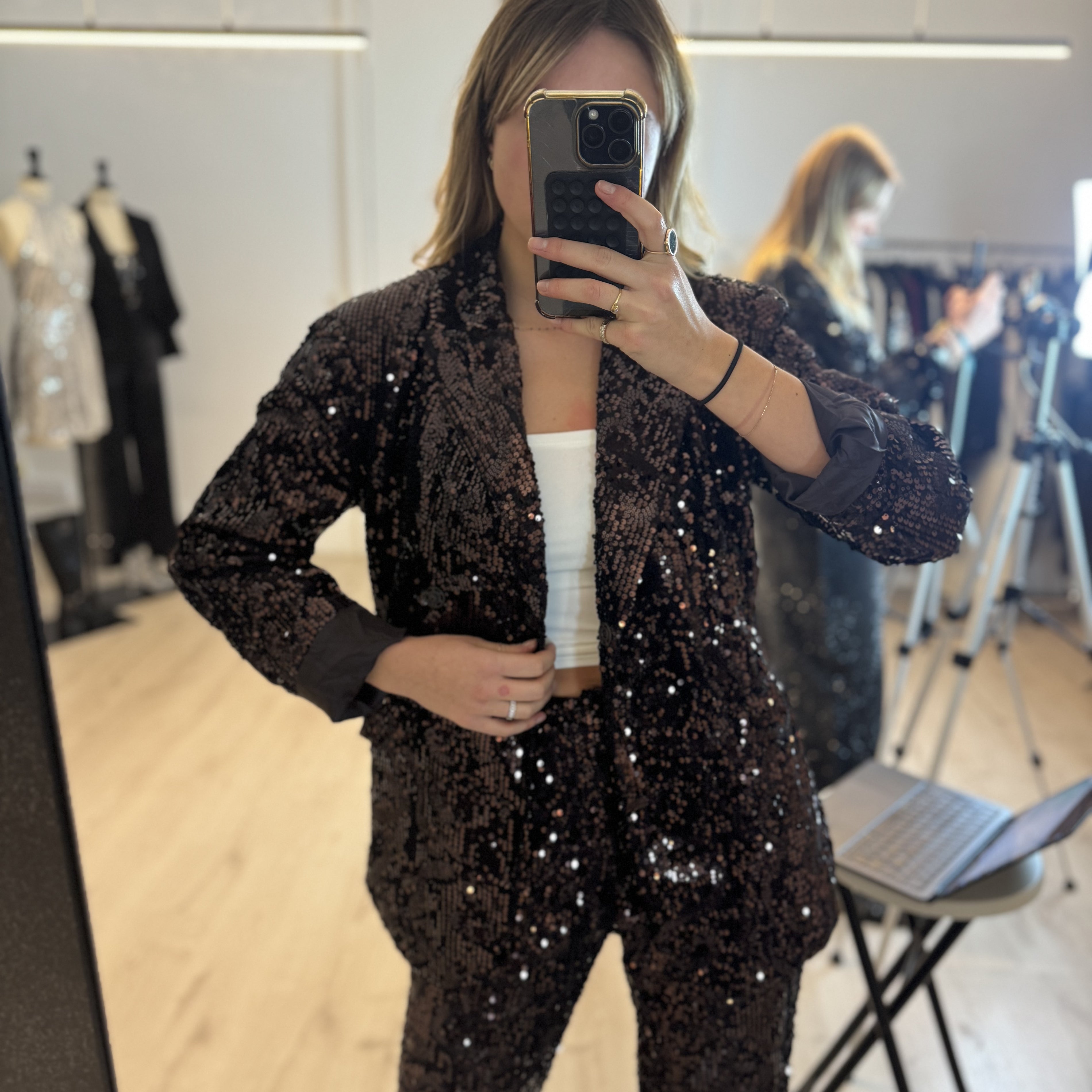 Veste de tailleur sequin chocolat