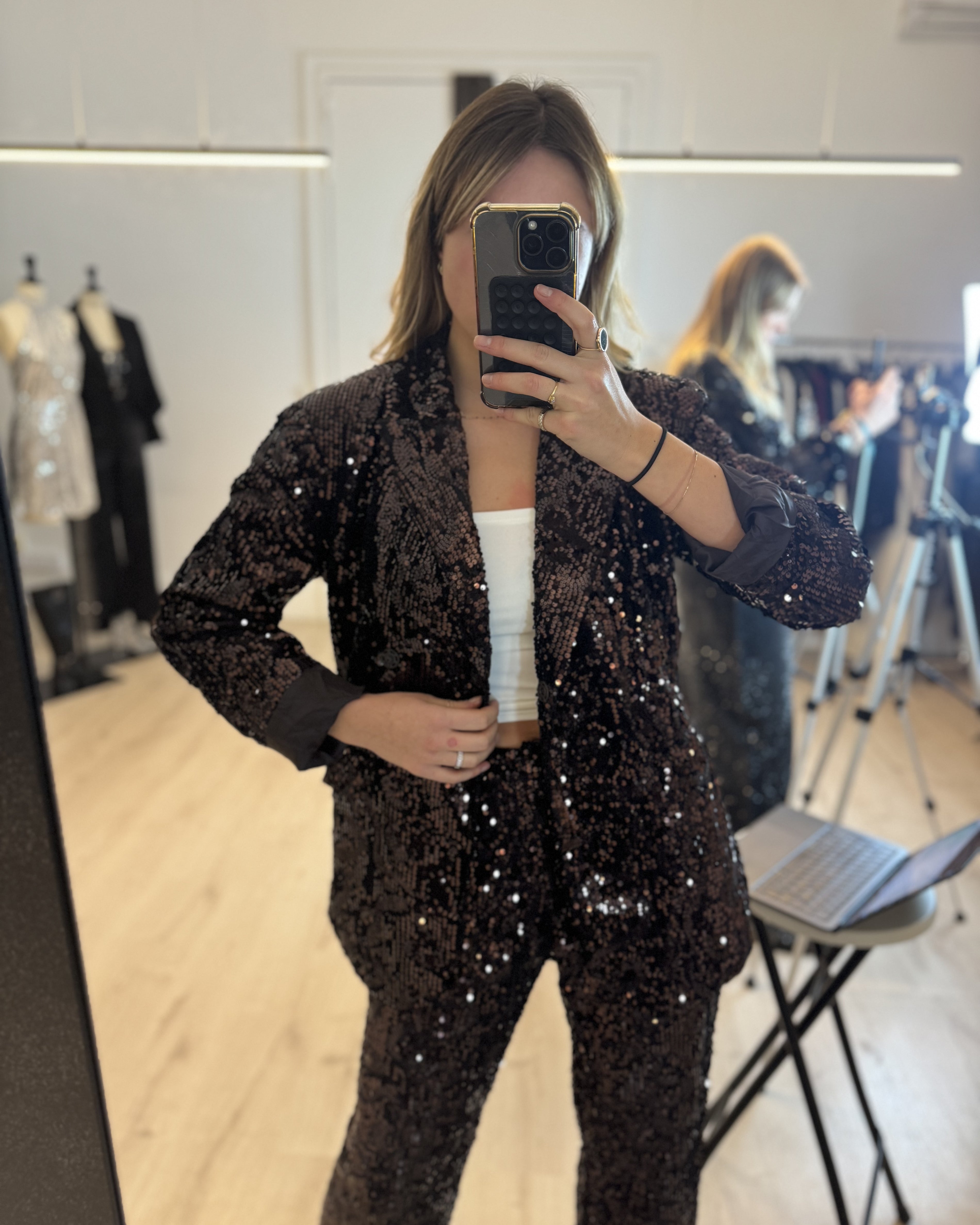 Veste de tailleur sequin chocolat