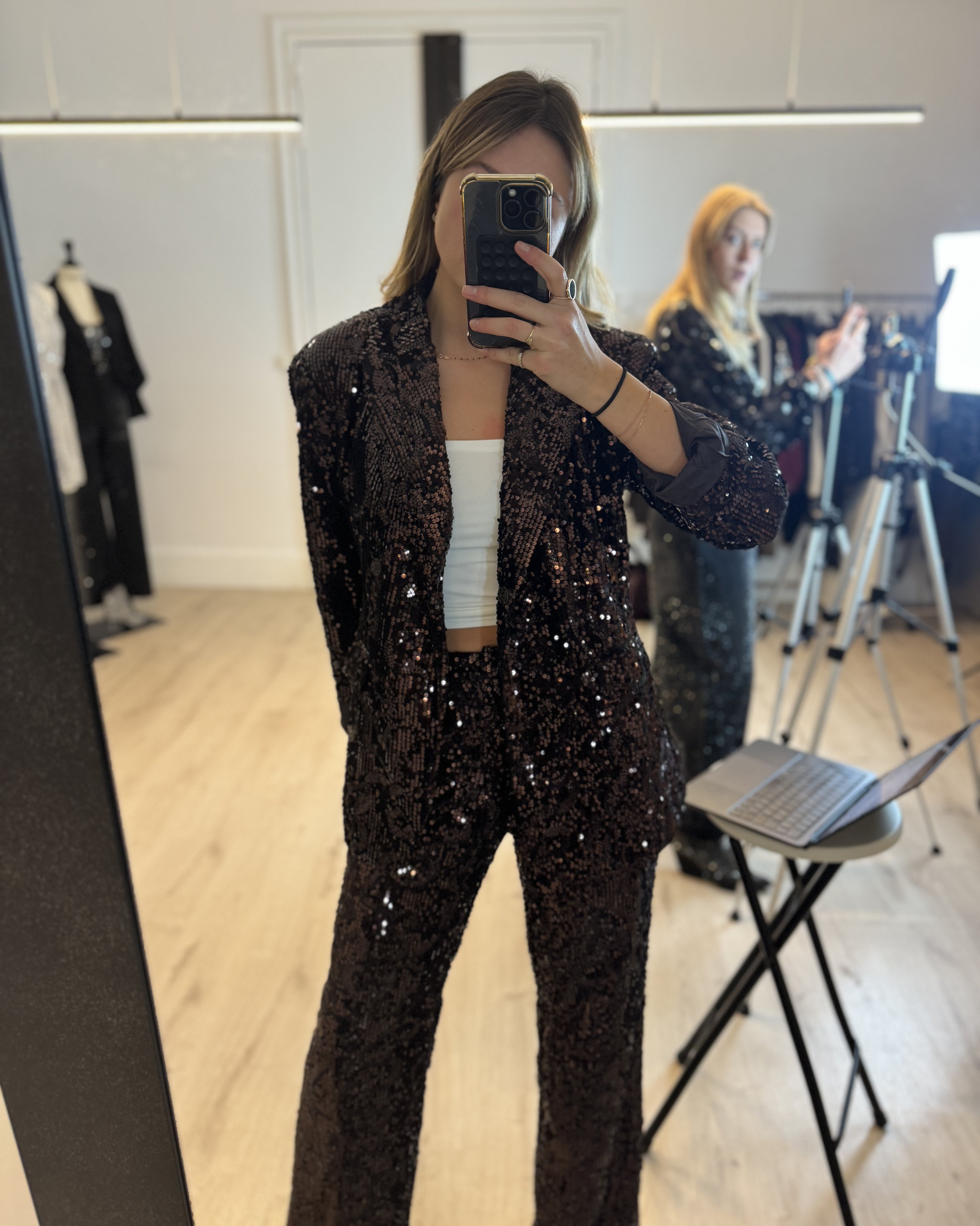 Veste de tailleur sequin chocolat