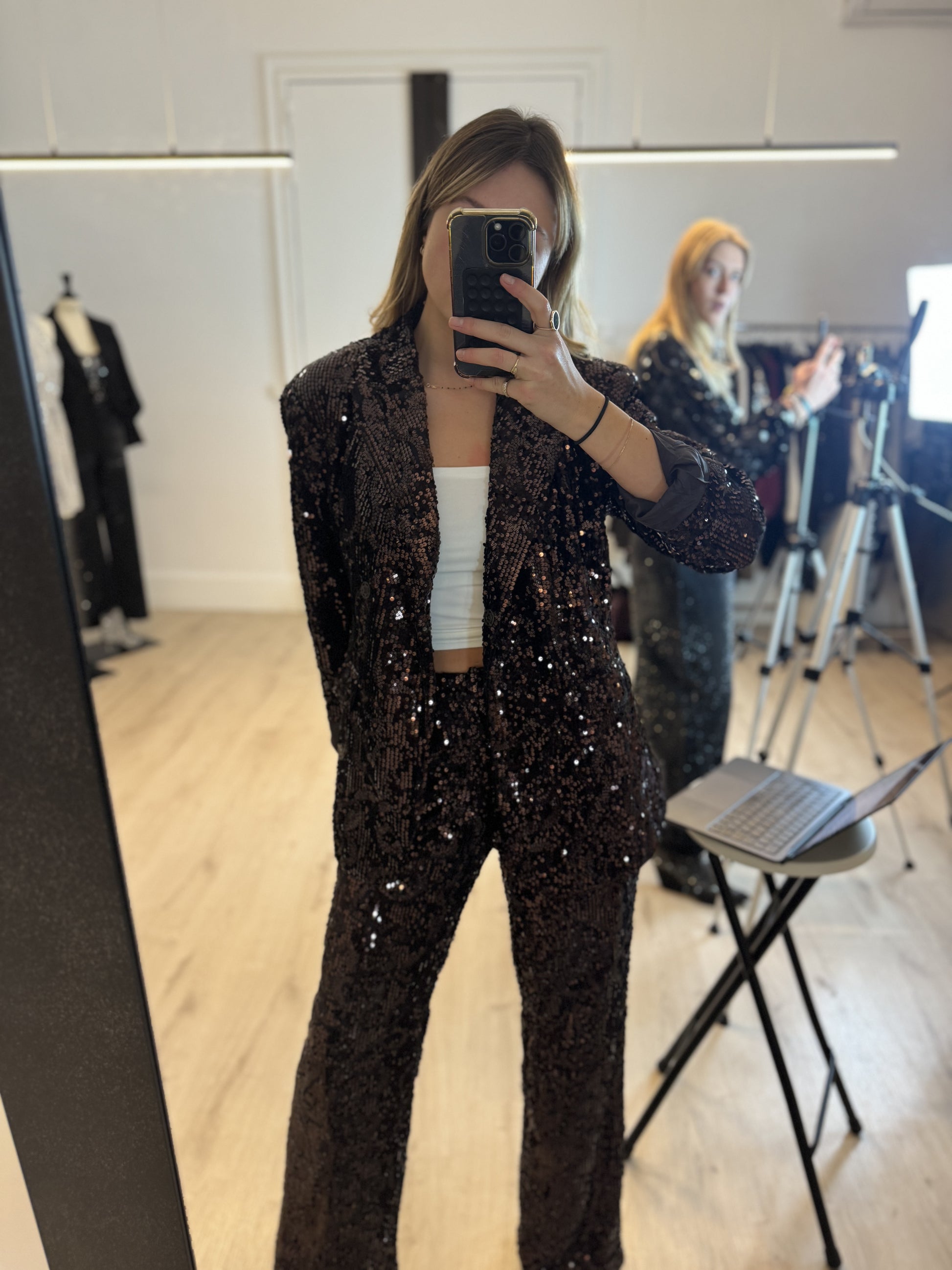 Veste de tailleur sequin chocolat