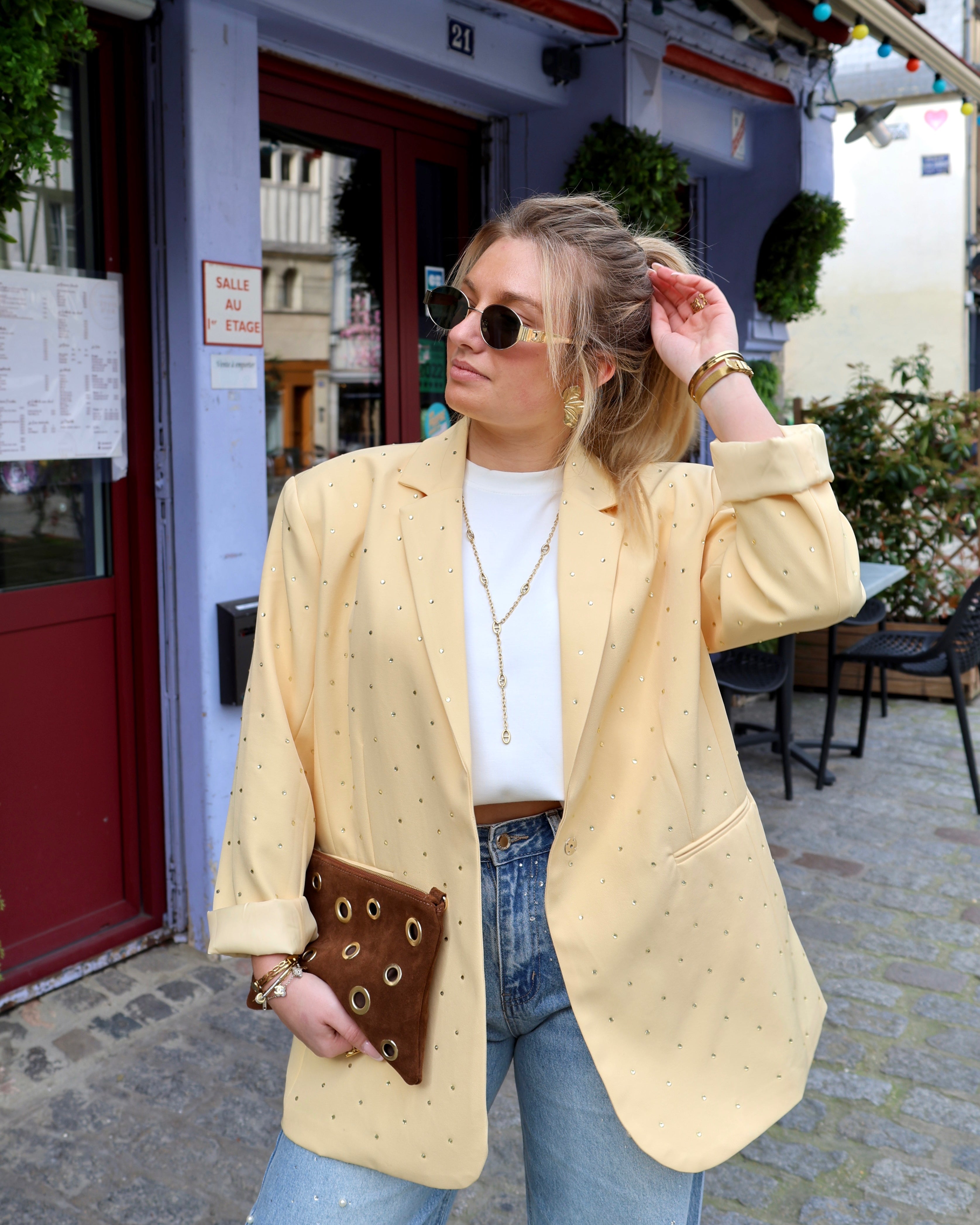 Veste à strass jaune