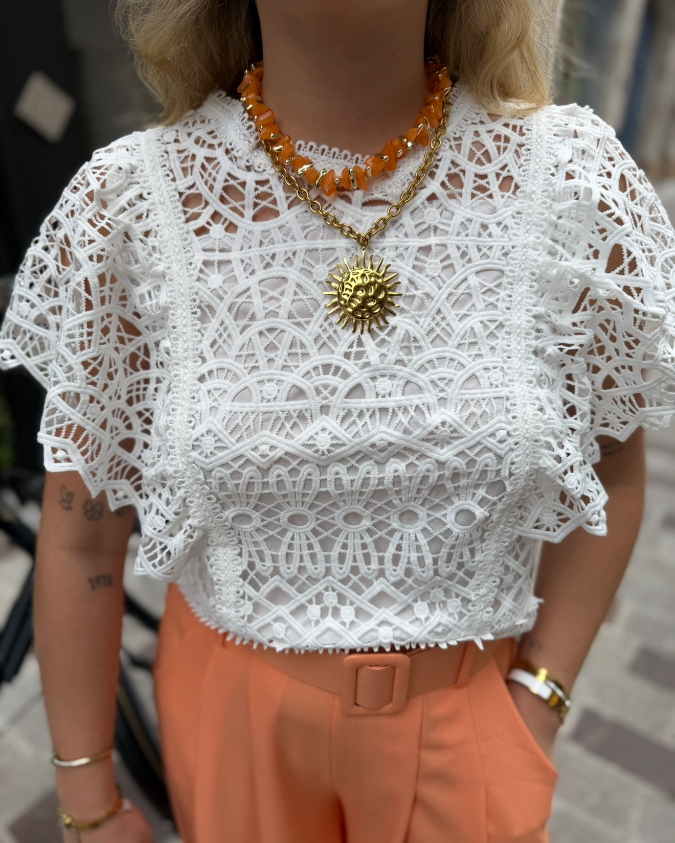 Top en crochet blanc