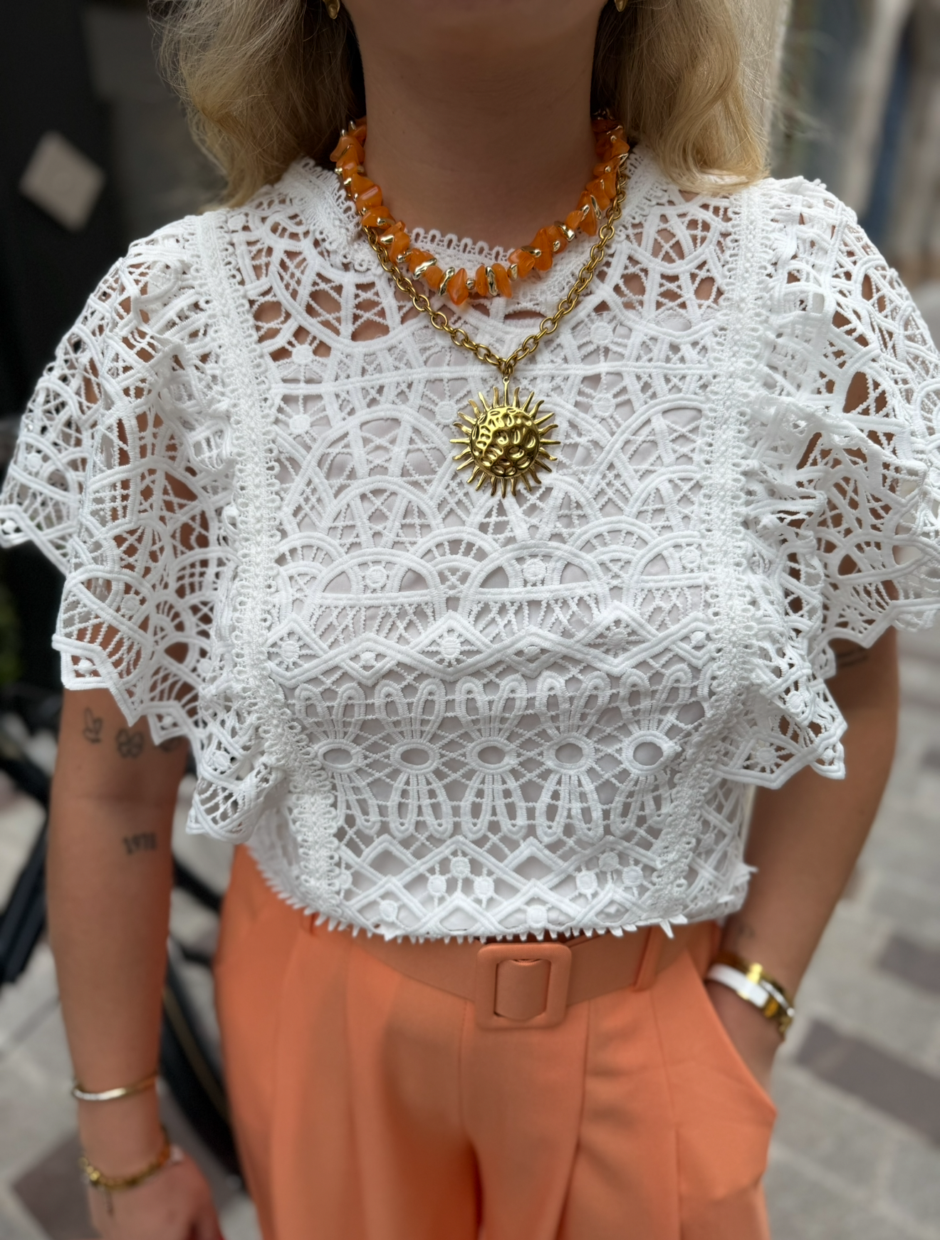 Top en crochet blanc