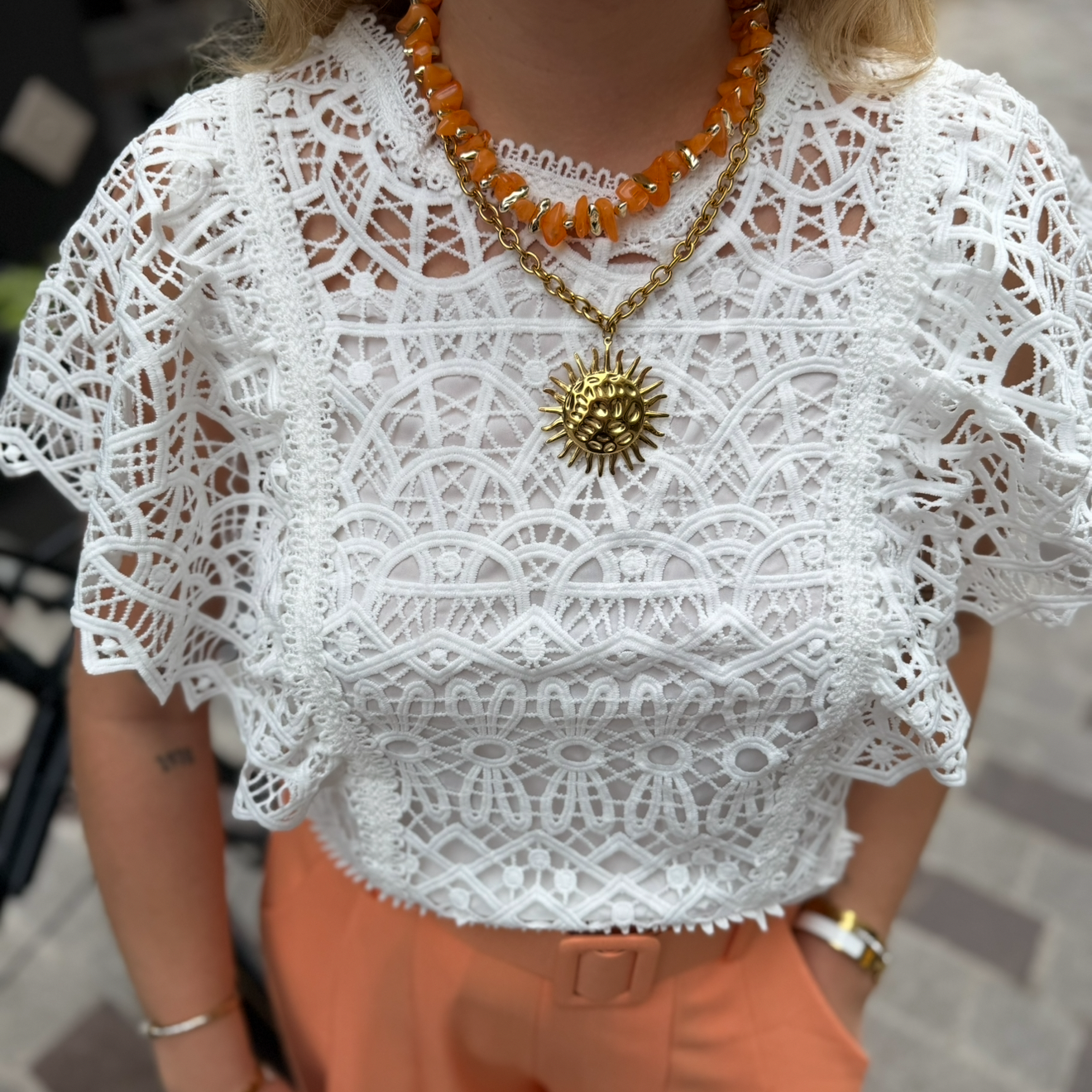 Top en crochet blanc