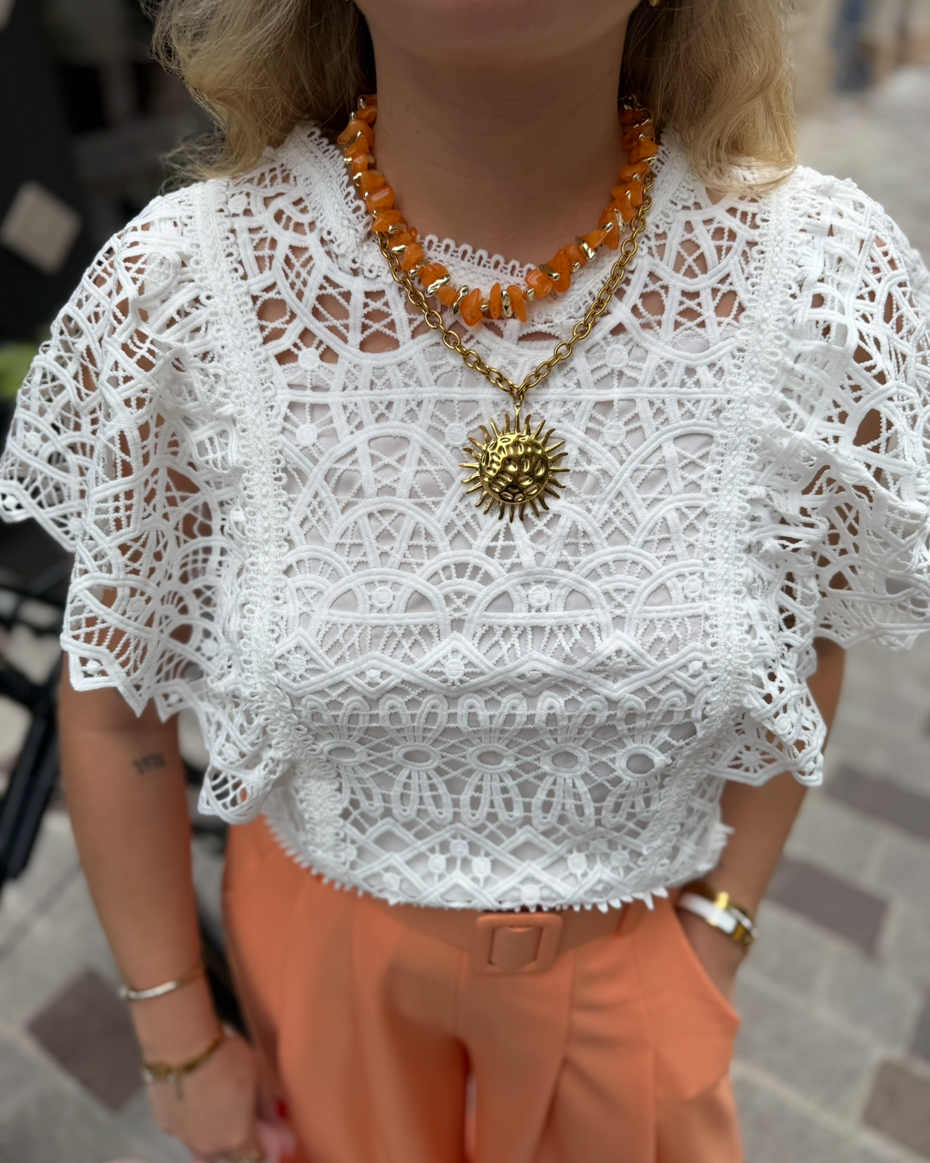 Top en crochet blanc