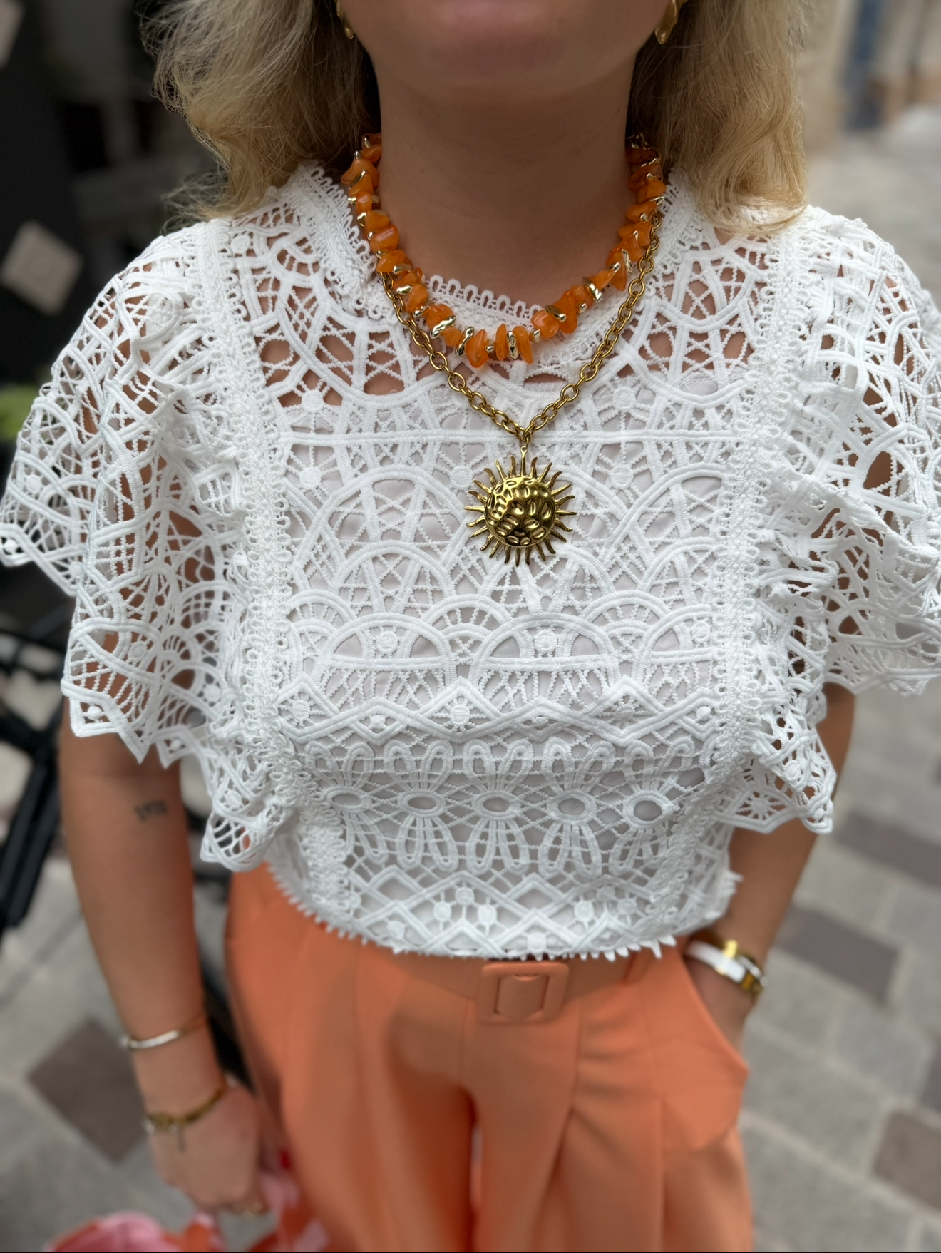 Top en crochet blanc